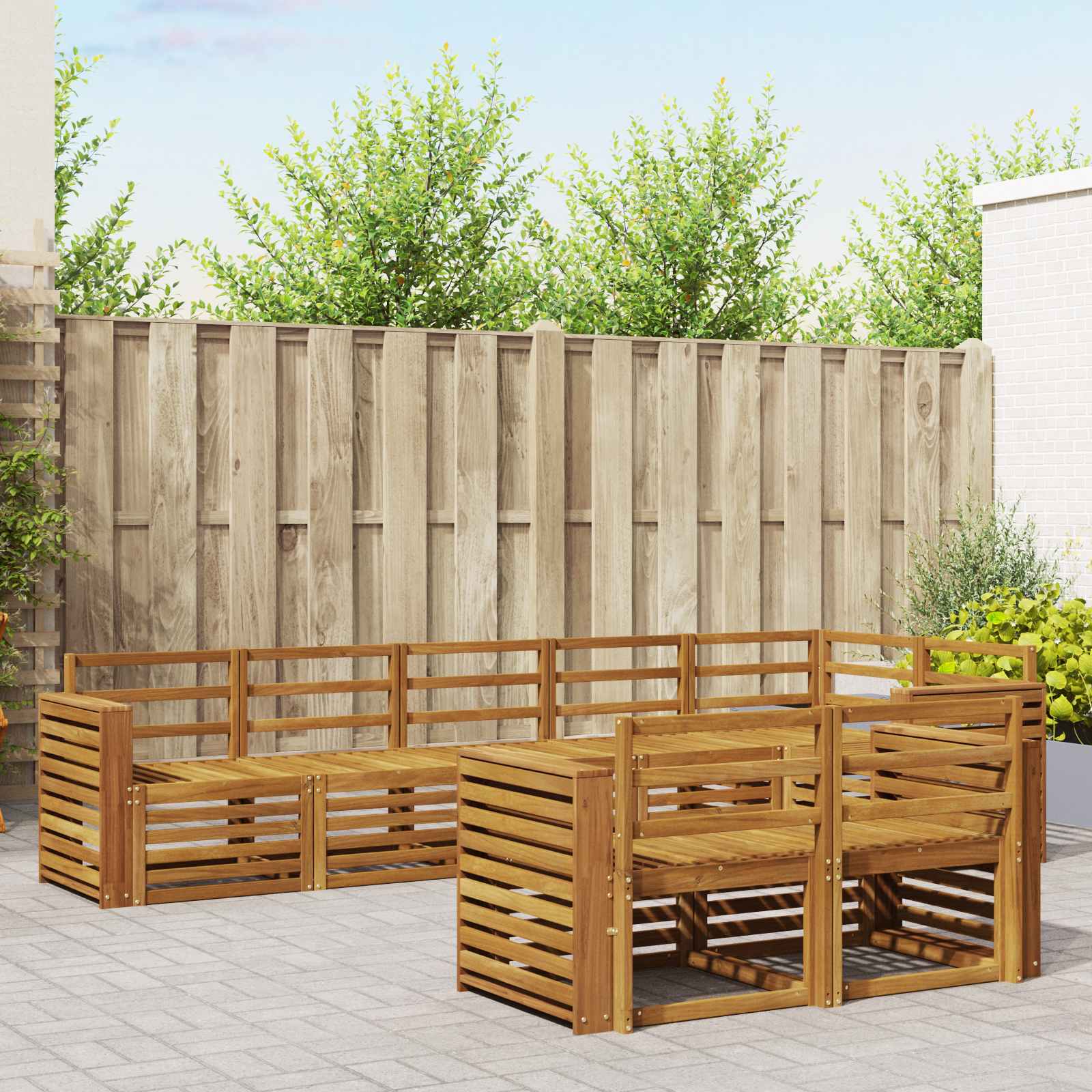 vidaXL Sofa-Sets 8 pcs Naturel Massief Acaciahout
