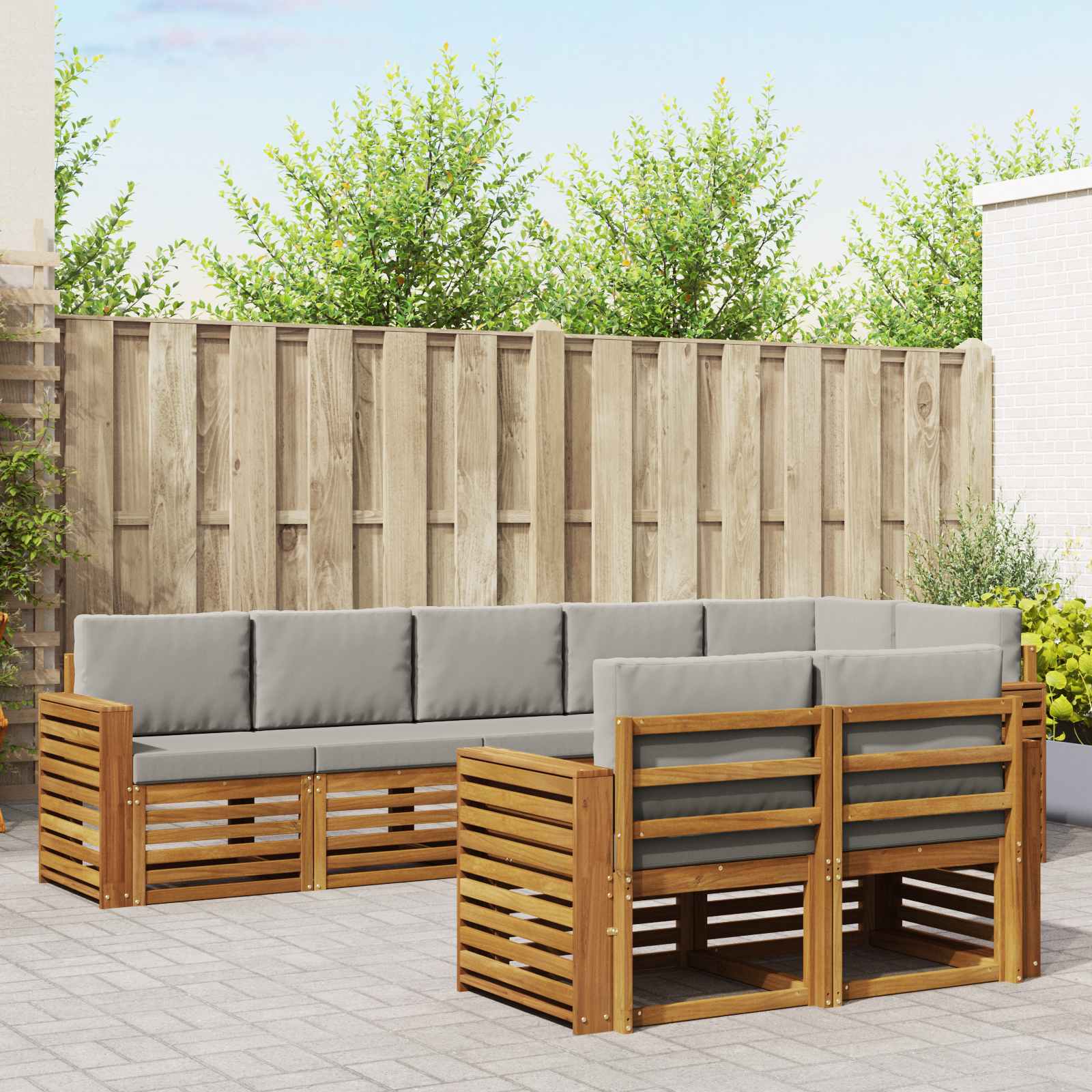 vidaXL Sofa-Sets 8 pcs Naturel Massief Acaciahout