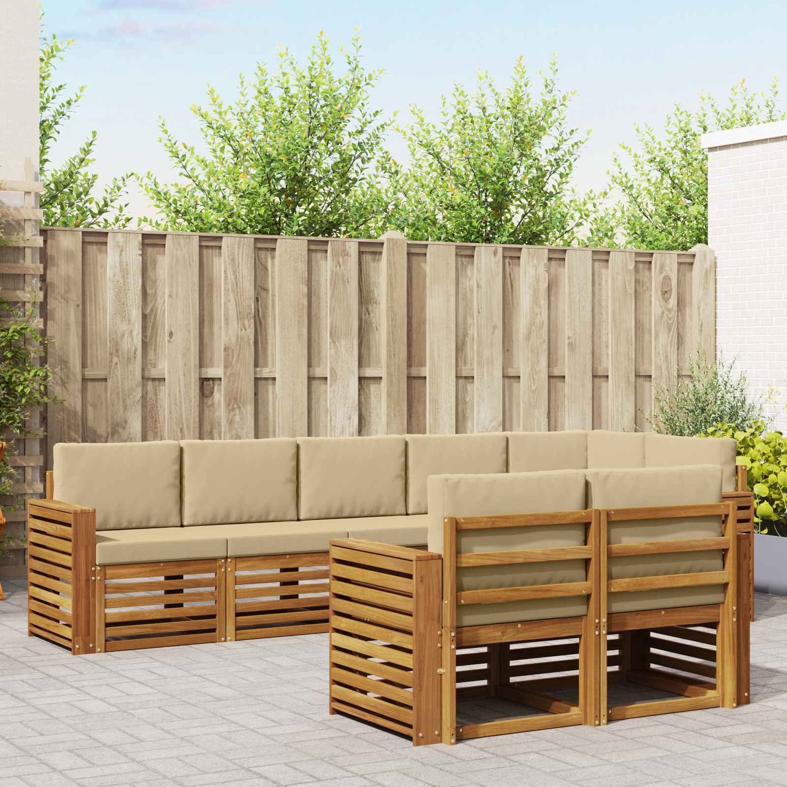 vidaXL Sofa-Sets 8 pcs Naturel Massief Acaciahout