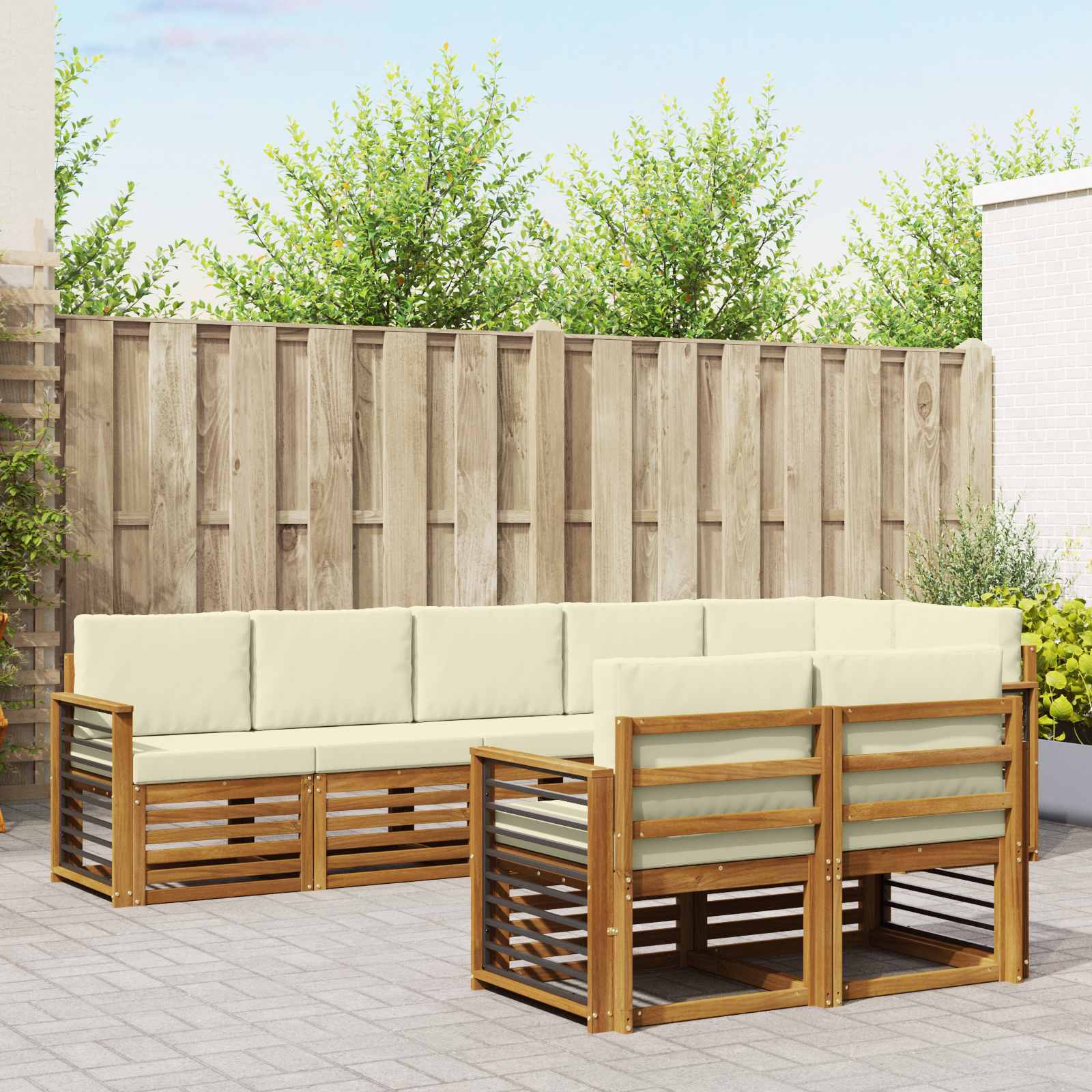 vidaXL Sofa-Sets 8 pcs Naturel Massief Acaciahout