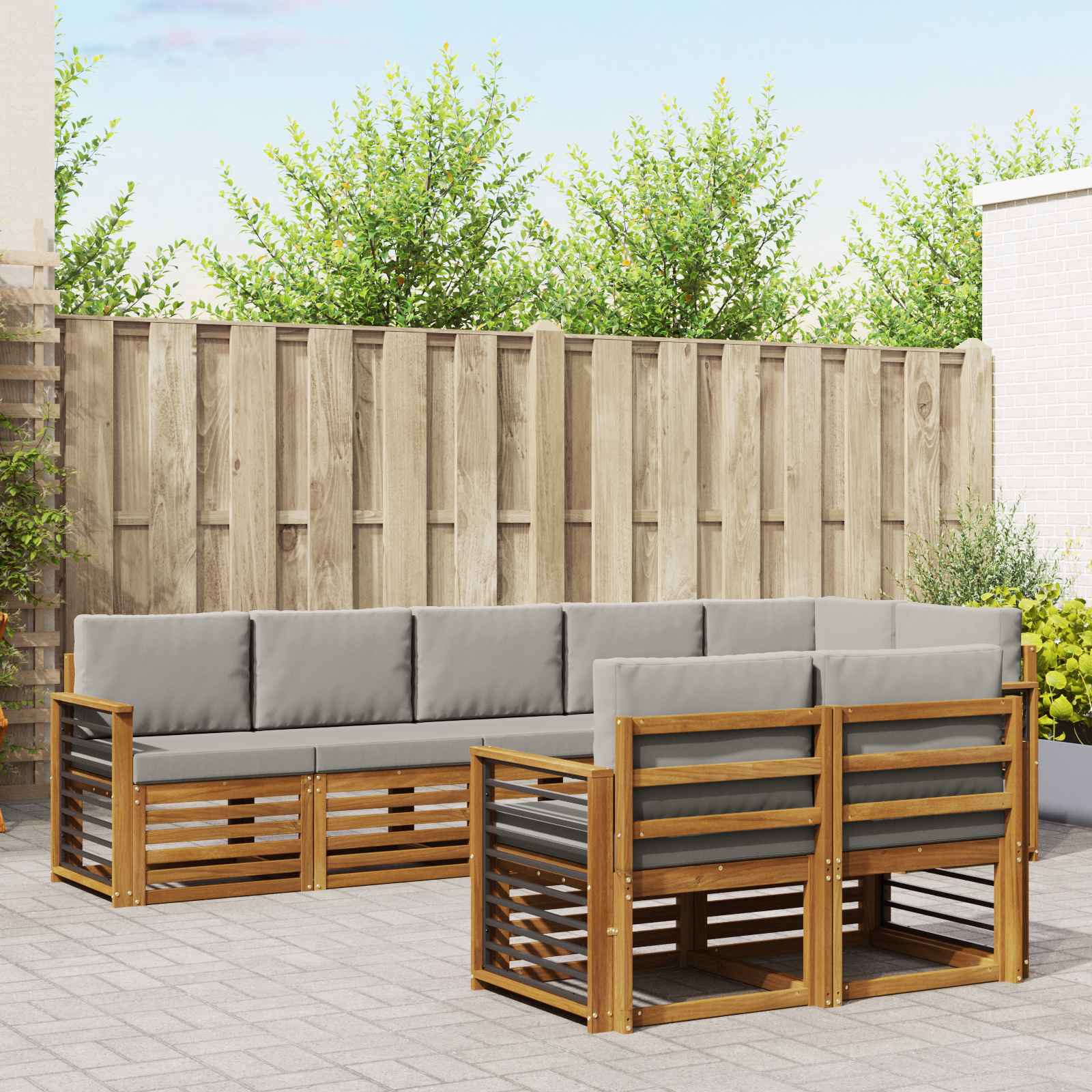 vidaXL Sofa-Sets 8 pcs Naturel Massief Acaciahout