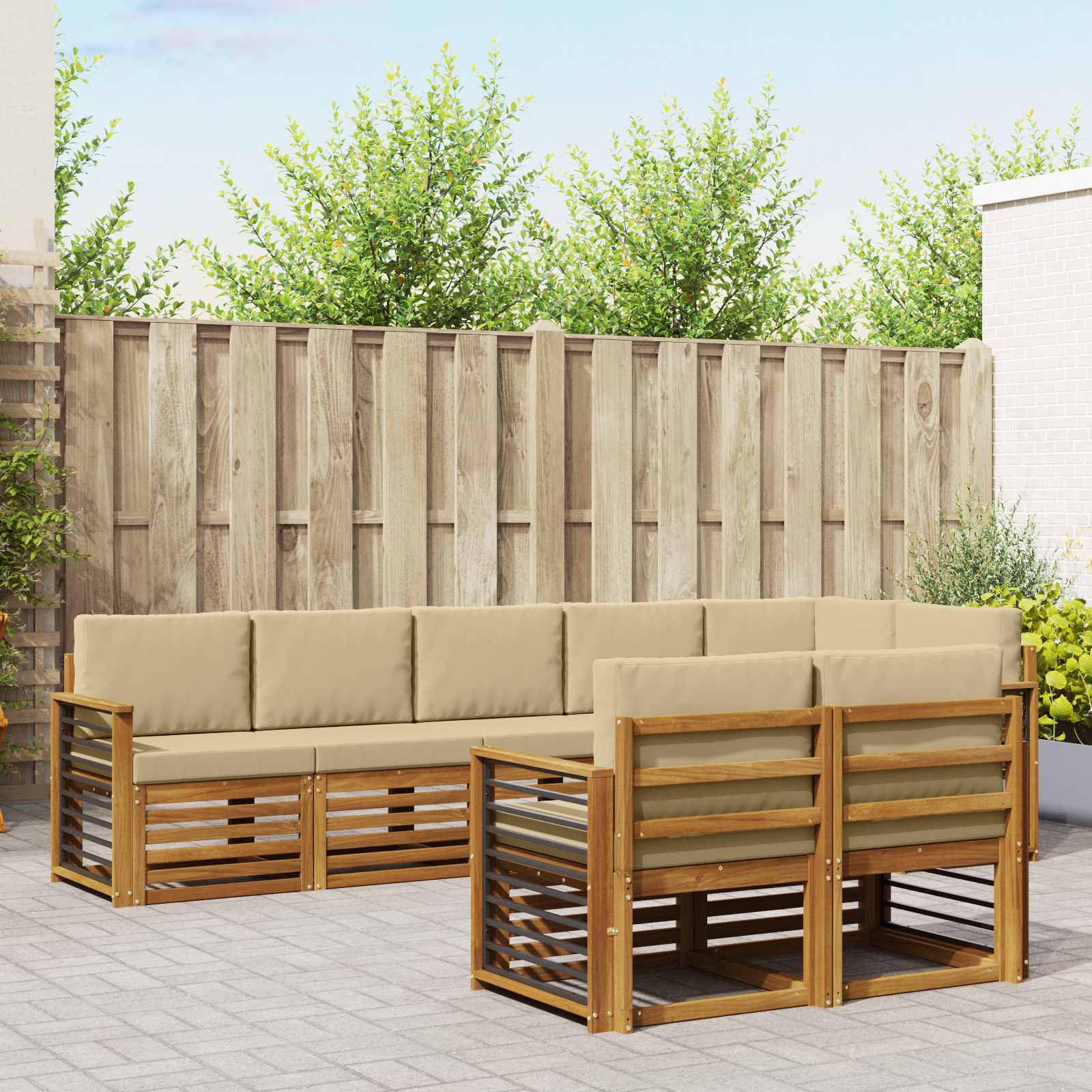 vidaXL Sofa-Sets 8 pcs Naturel Massief Acaciahout