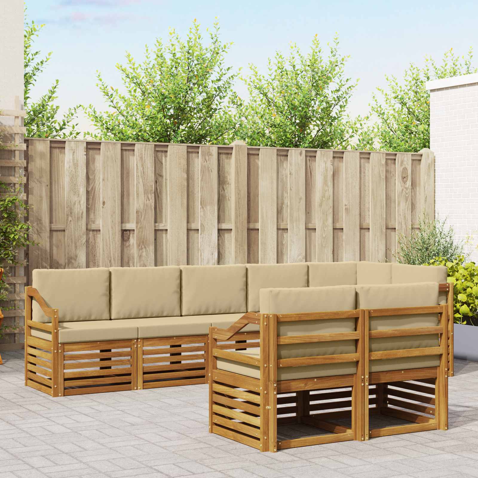 vidaXL Sofa-Sets 8 pcs Naturel Massief Acaciahout