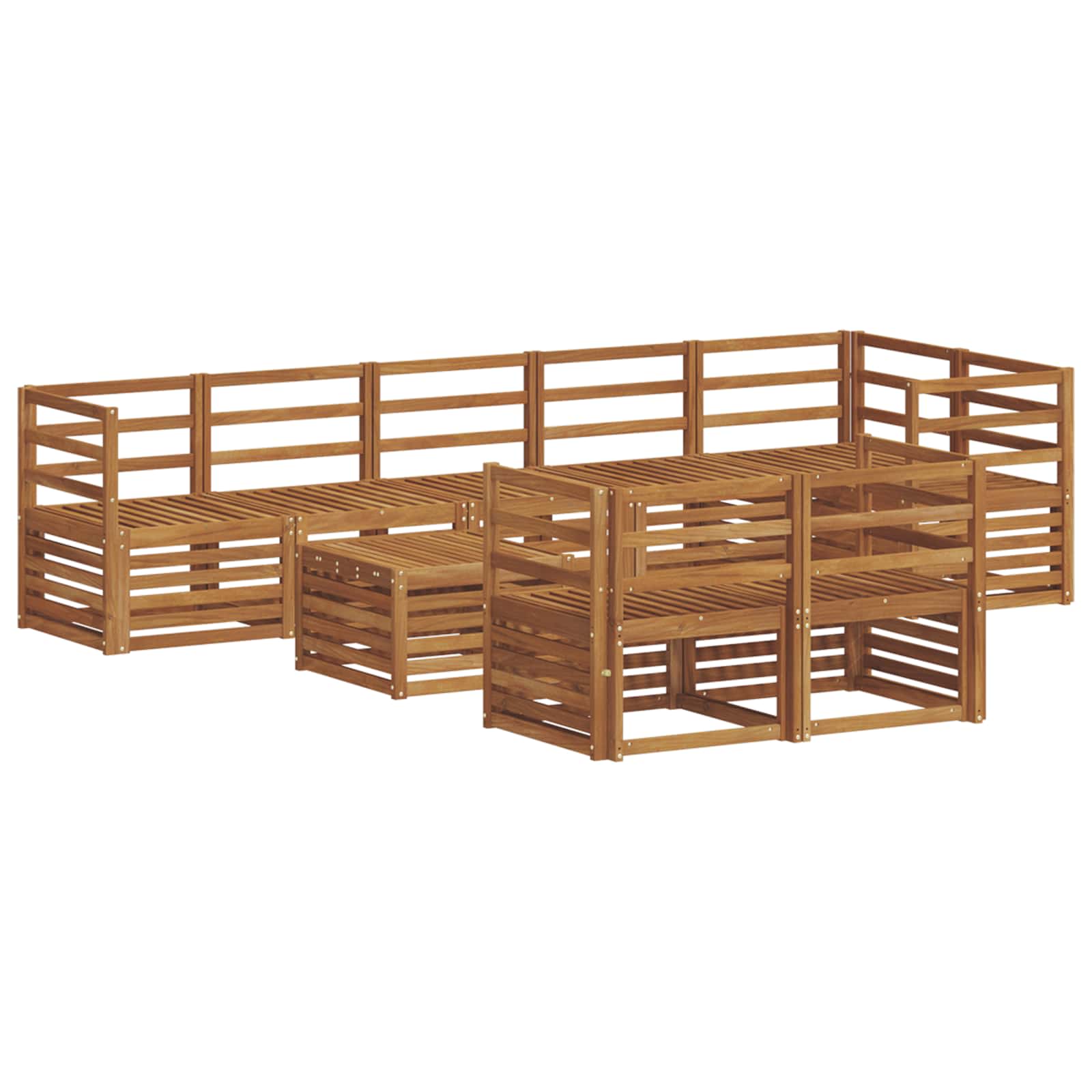 vidaXL Sofa-Sets 9 pcs Natuurlijk en Crème Massief Acaciahout