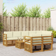 vidaXL Sofa-Sets 9 pcs Natuurlijk en Crème Massief Acaciahout
