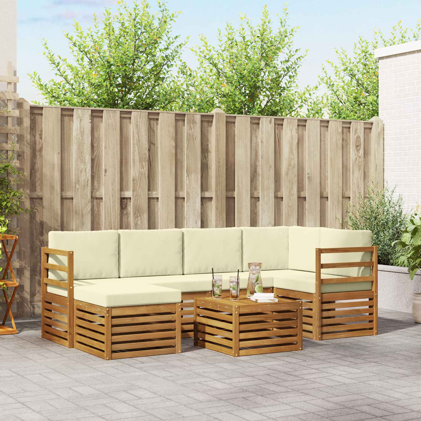 vidaXL Sofa-Sets Naturel Massief Acaciahout