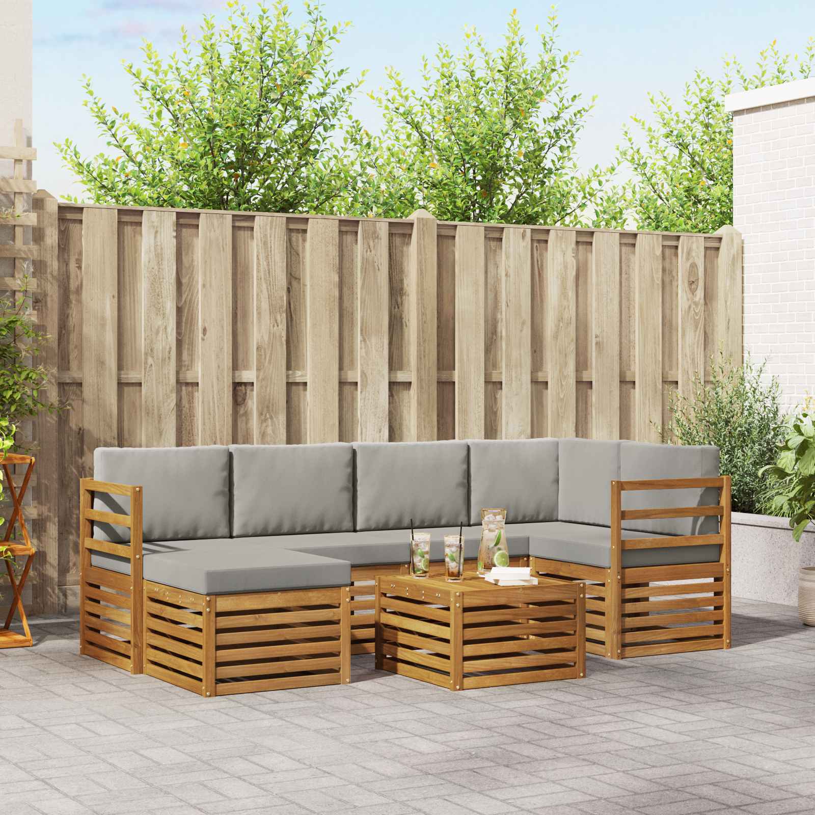 vidaXL Sofa-Sets Naturel Massief Acaciahout