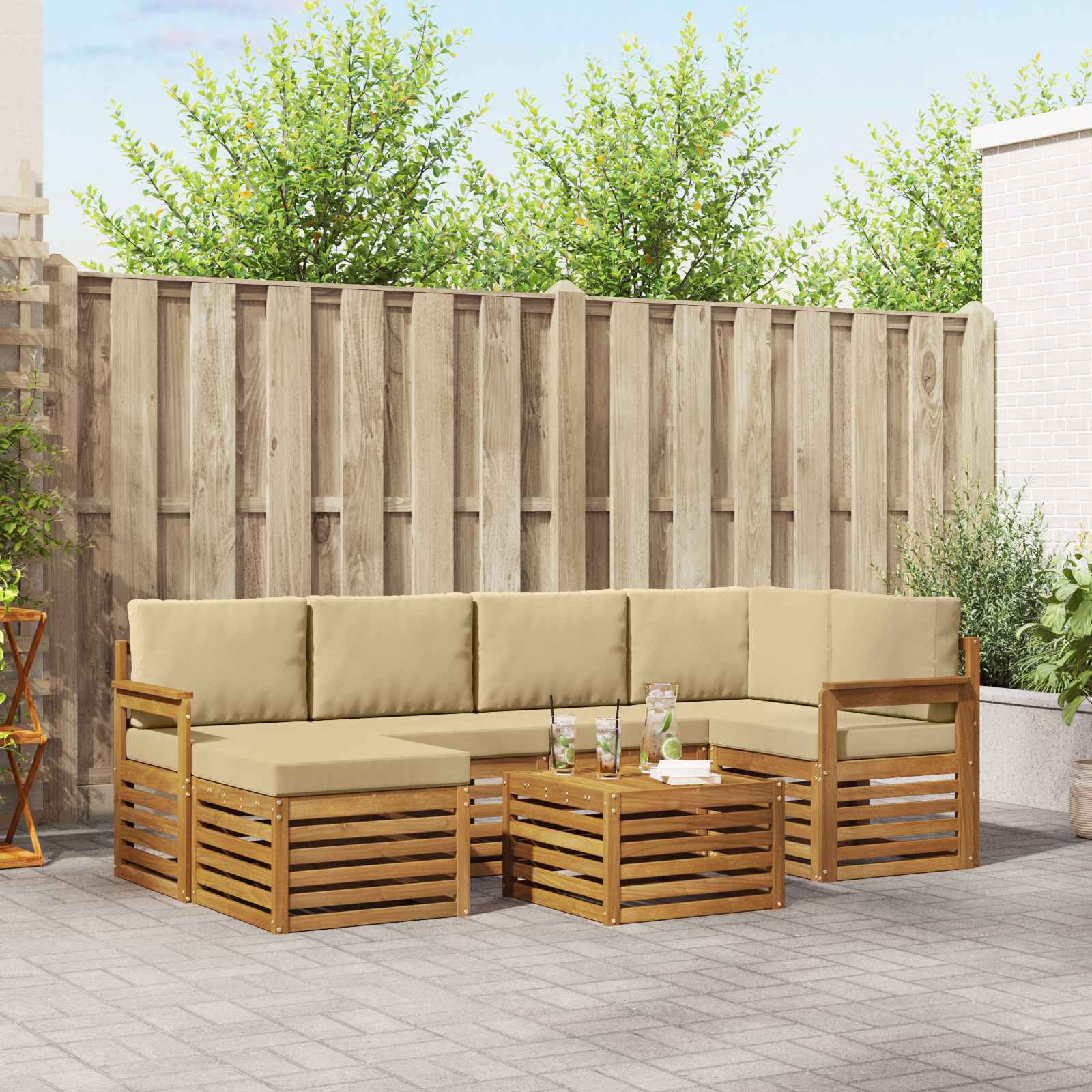 vidaXL Sofa-Sets Naturel Massief Acaciahout