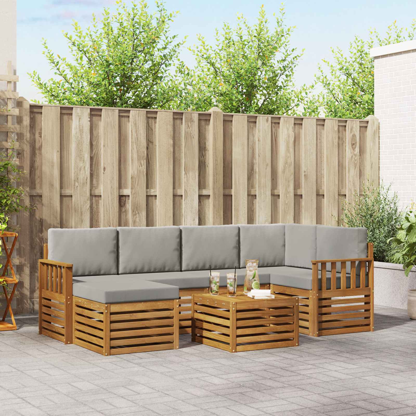 vidaXL Sofa-Sets Naturel Massief Acaciahout