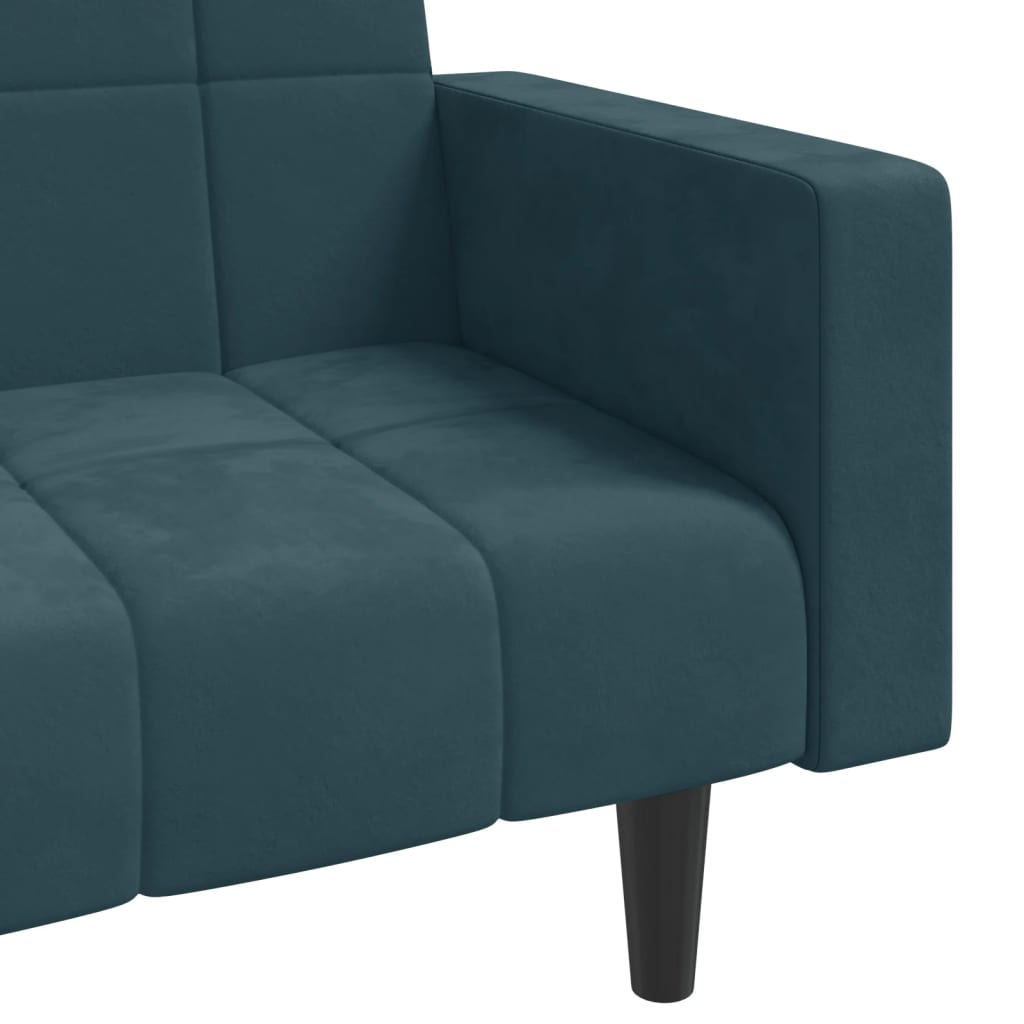 vidaXL Slaapbank 2-zits met 2 kussens fluweel blauw