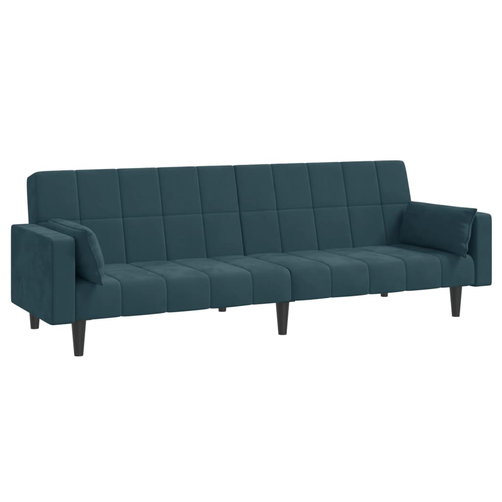 vidaXL Slaapbank 2-zits met 2 kussens fluweel blauw