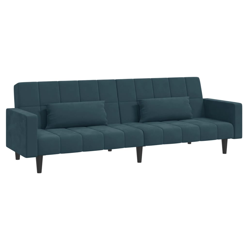 vidaXL Slaapbank 2-zits met 2 kussens fluweel blauw