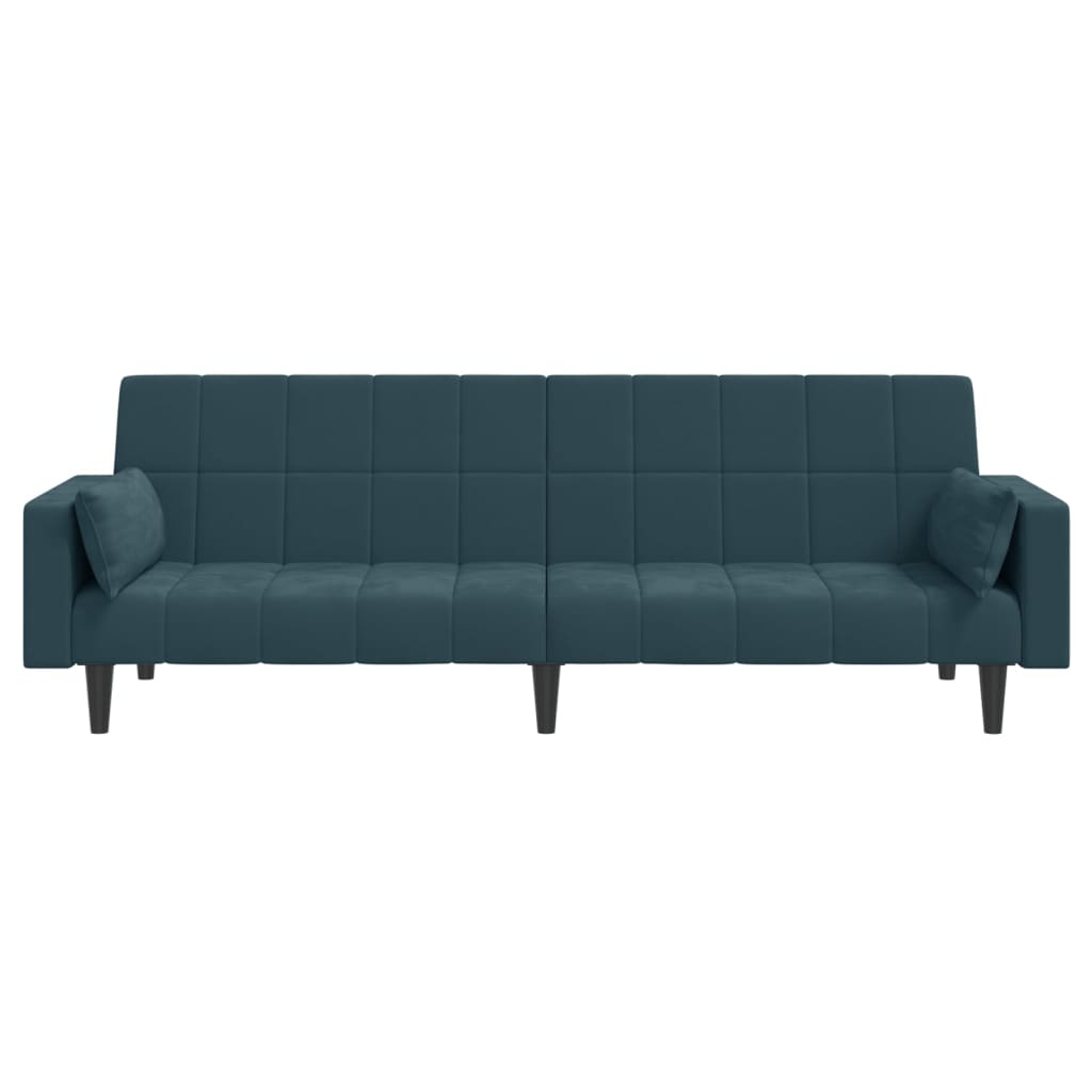 vidaXL Slaapbank 2-zits met 2 kussens fluweel blauw