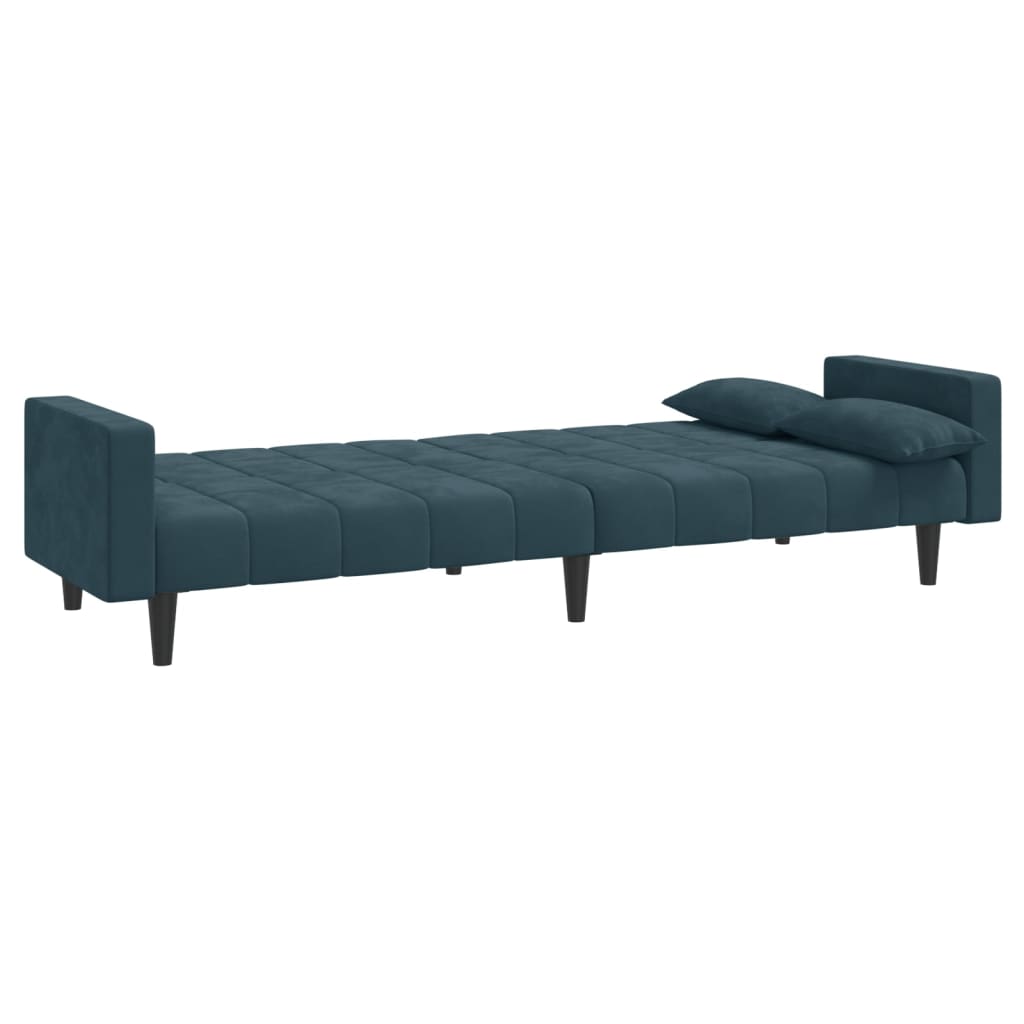 vidaXL Slaapbank 2-zits met 2 kussens fluweel blauw