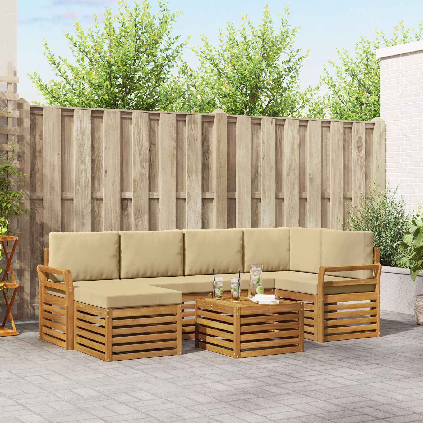 vidaXL Sofa-Sets Naturel Massief Acaciahout
