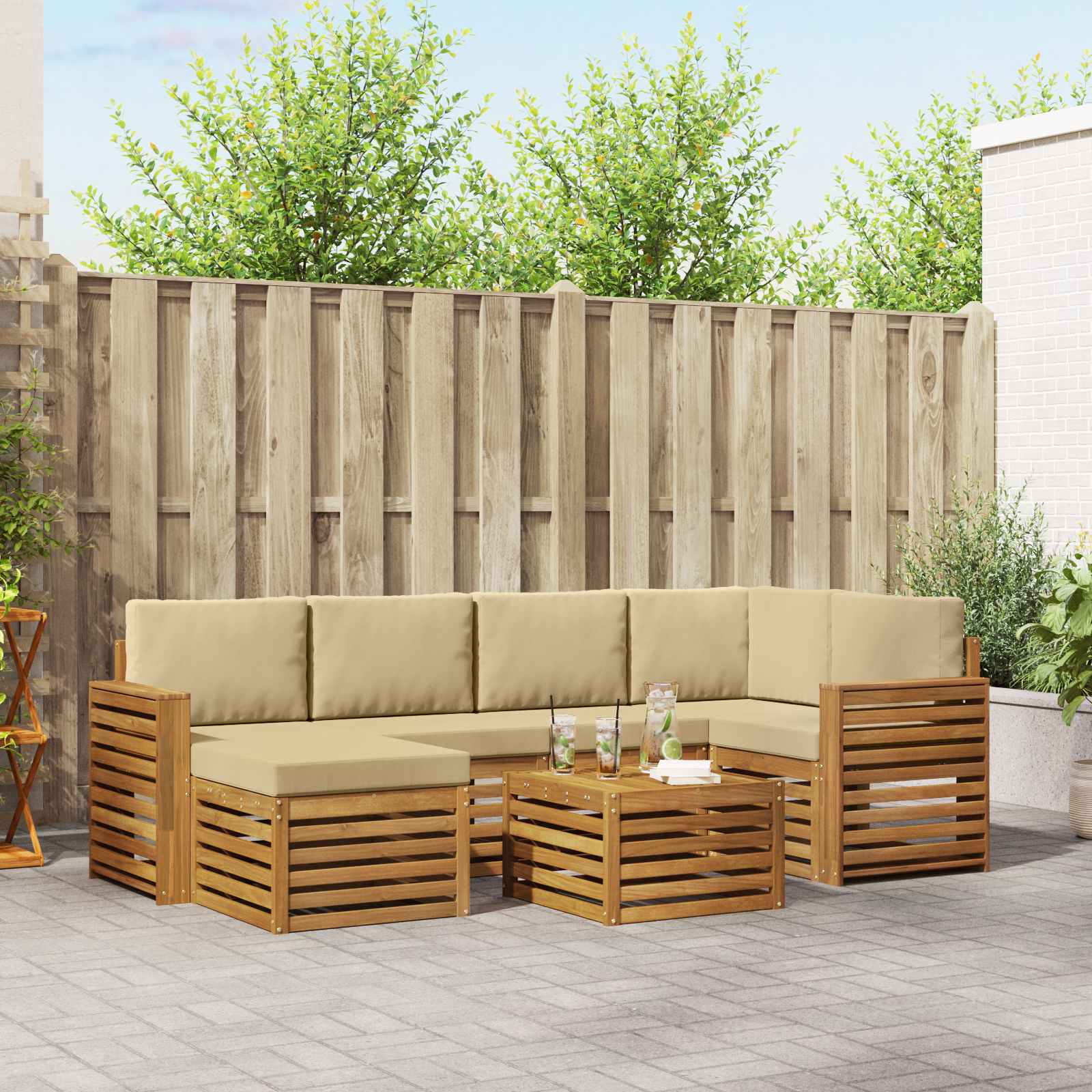 vidaXL Sofa-Sets Naturel Massief Acaciahout