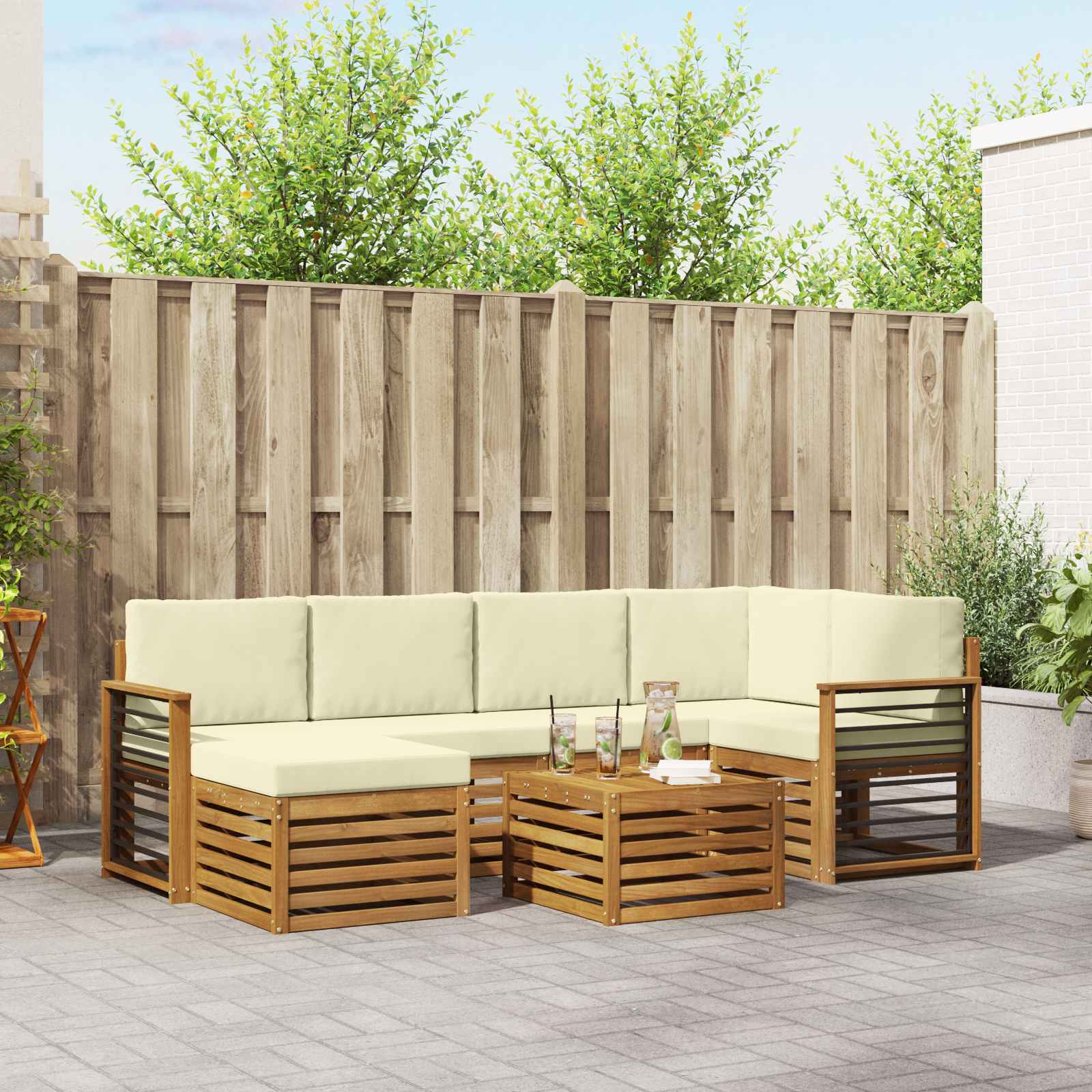 vidaXL Sofa-Sets Naturel Massief Acaciahout