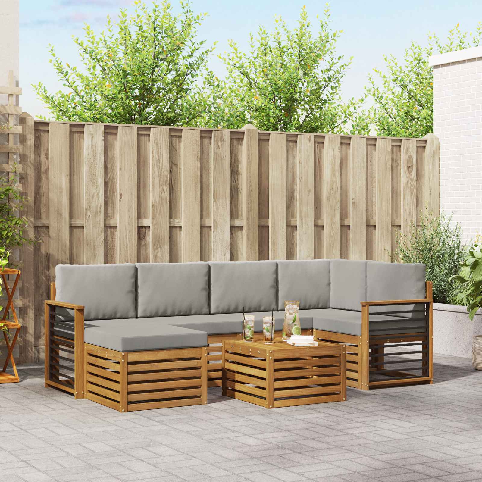 vidaXL Sofa-Sets Naturel Massief Acaciahout