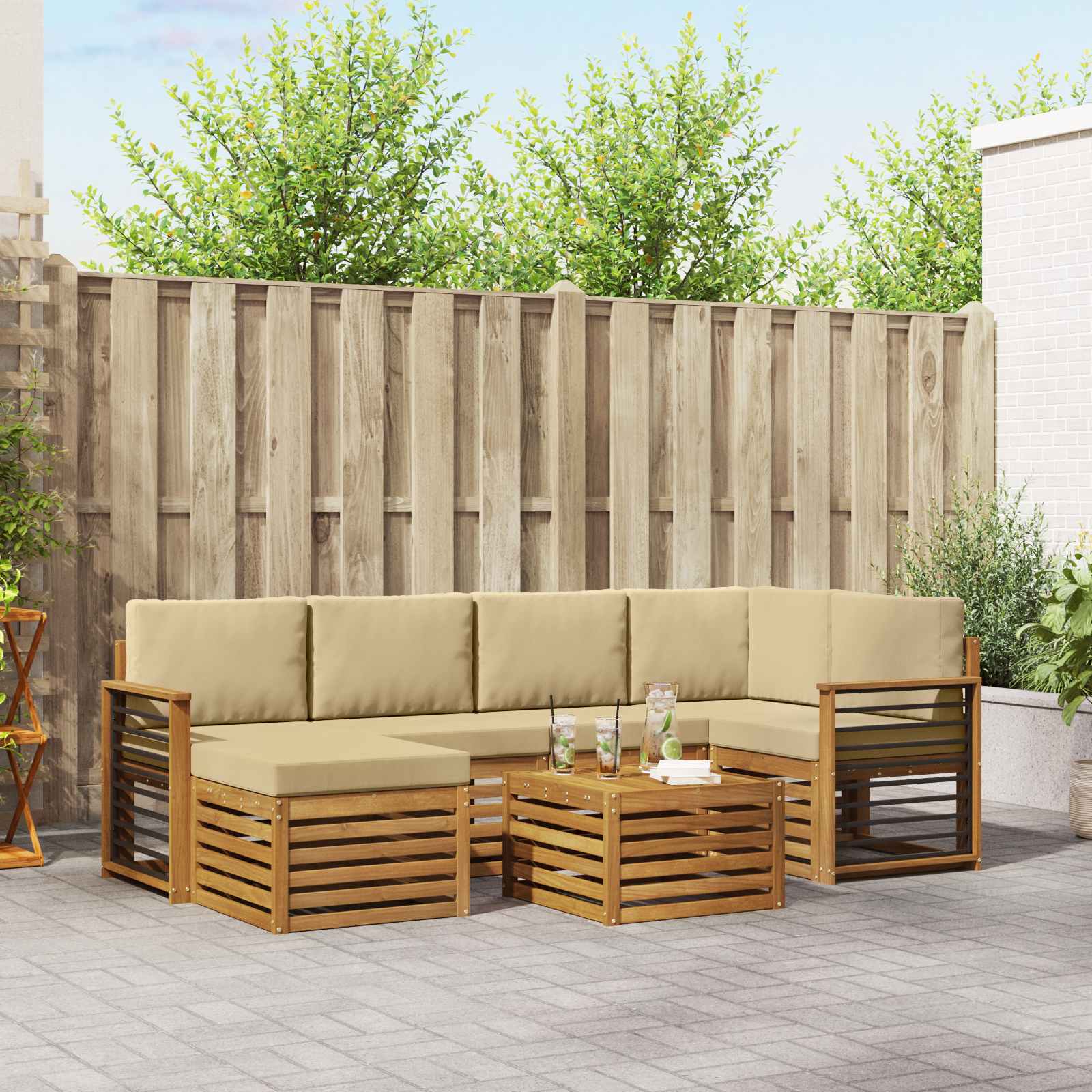 vidaXL Sofa-Sets Naturel Massief Acaciahout