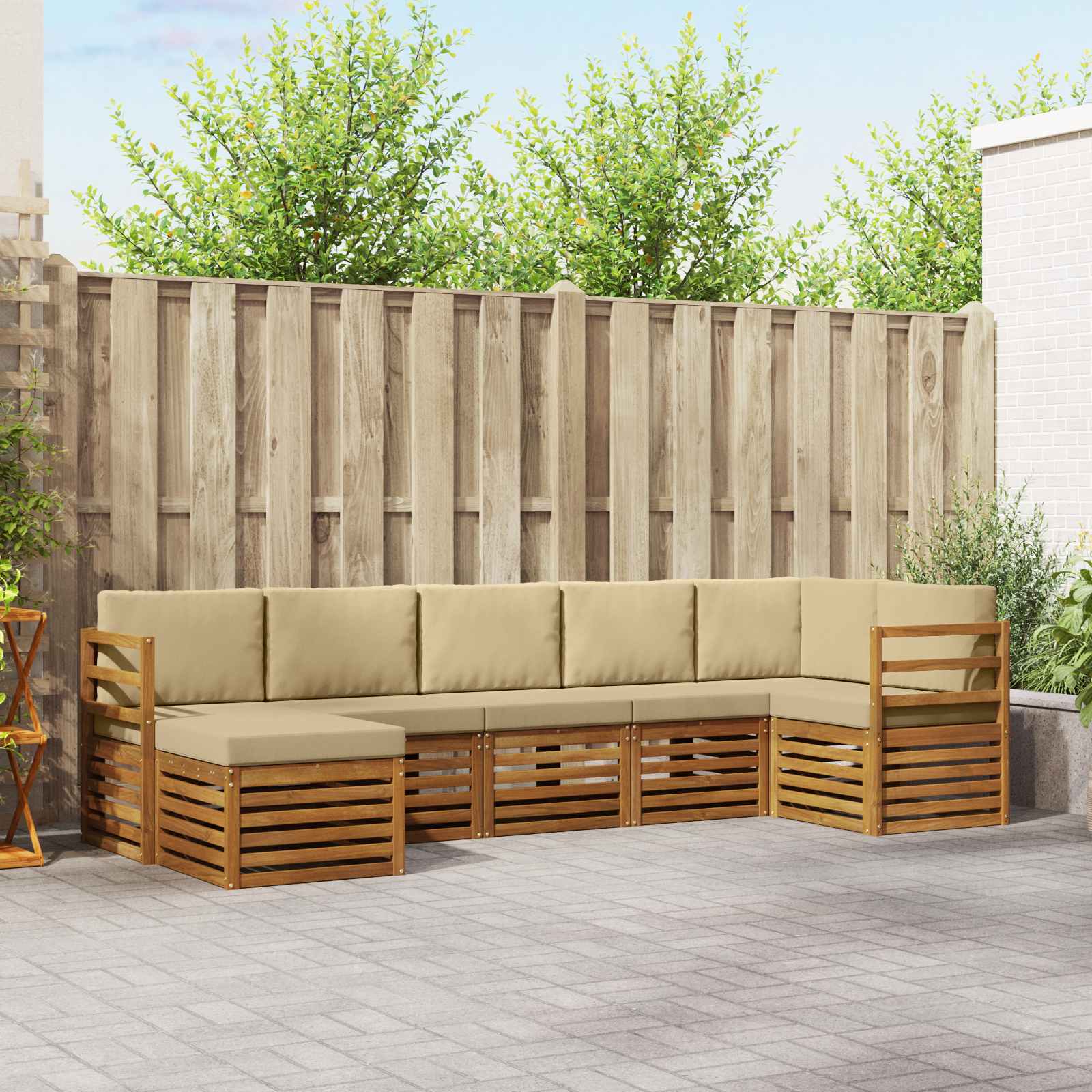 vidaXL Sofa-Sets 7 pcs Naturel Massief Acaciahout