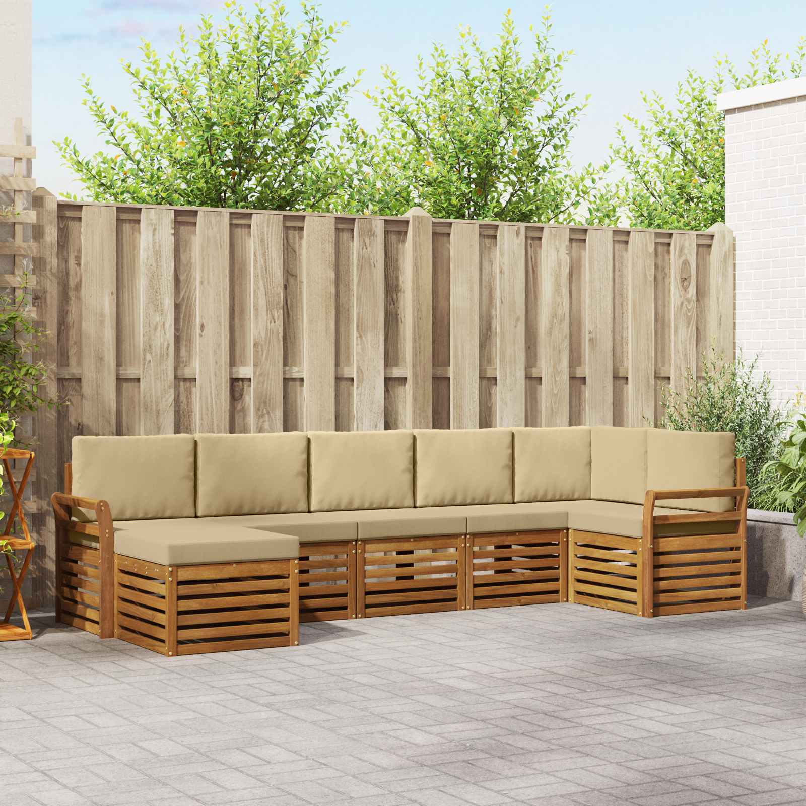 vidaXL Sofa-Sets 7 pcs Naturel Massief Acaciahout