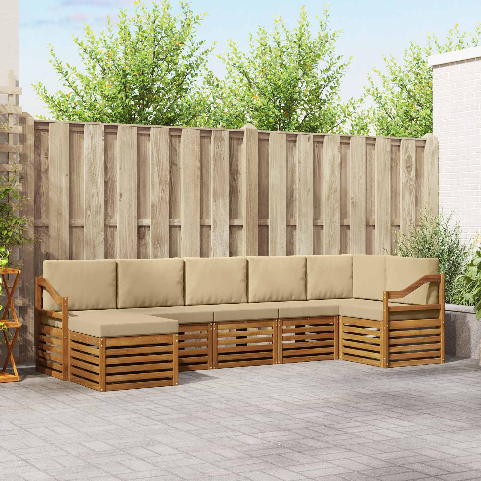 vidaXL Sofa-Sets 7 pcs Naturel Massief Acaciahout