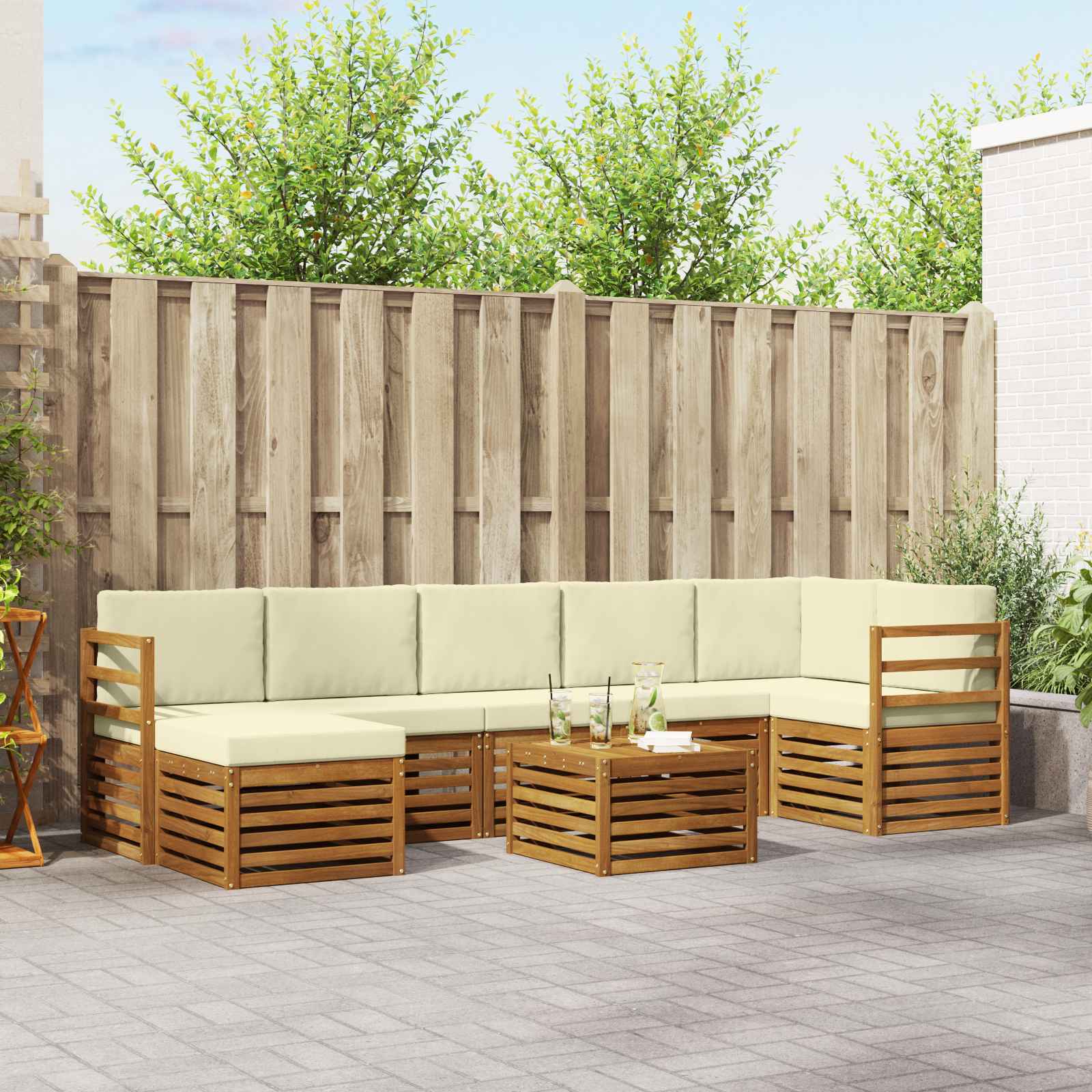 vidaXL Sofa-Sets 8 pcs Naturel Massief Acaciahout