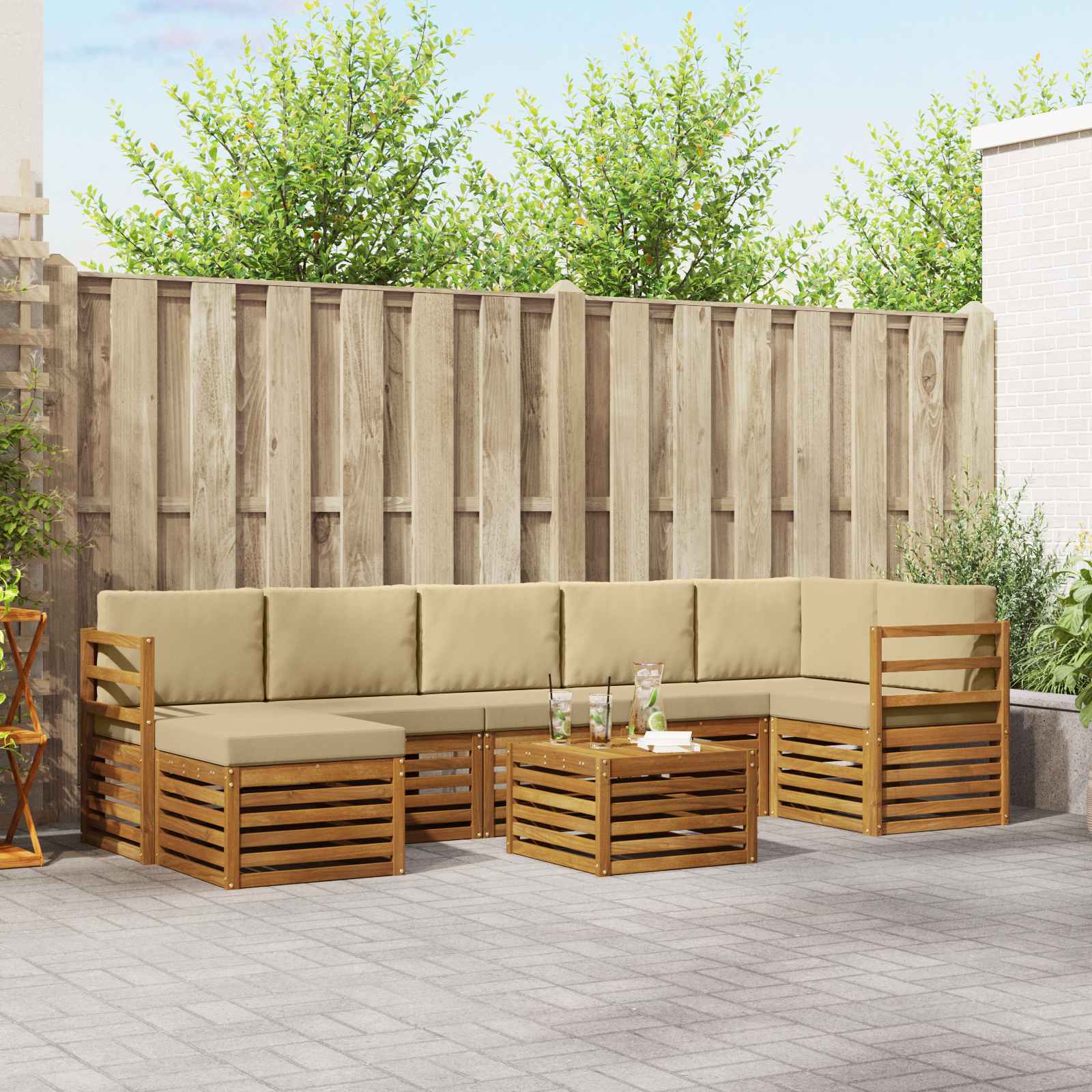 vidaXL Sofa-Sets 8 pcs Naturel Massief Acaciahout