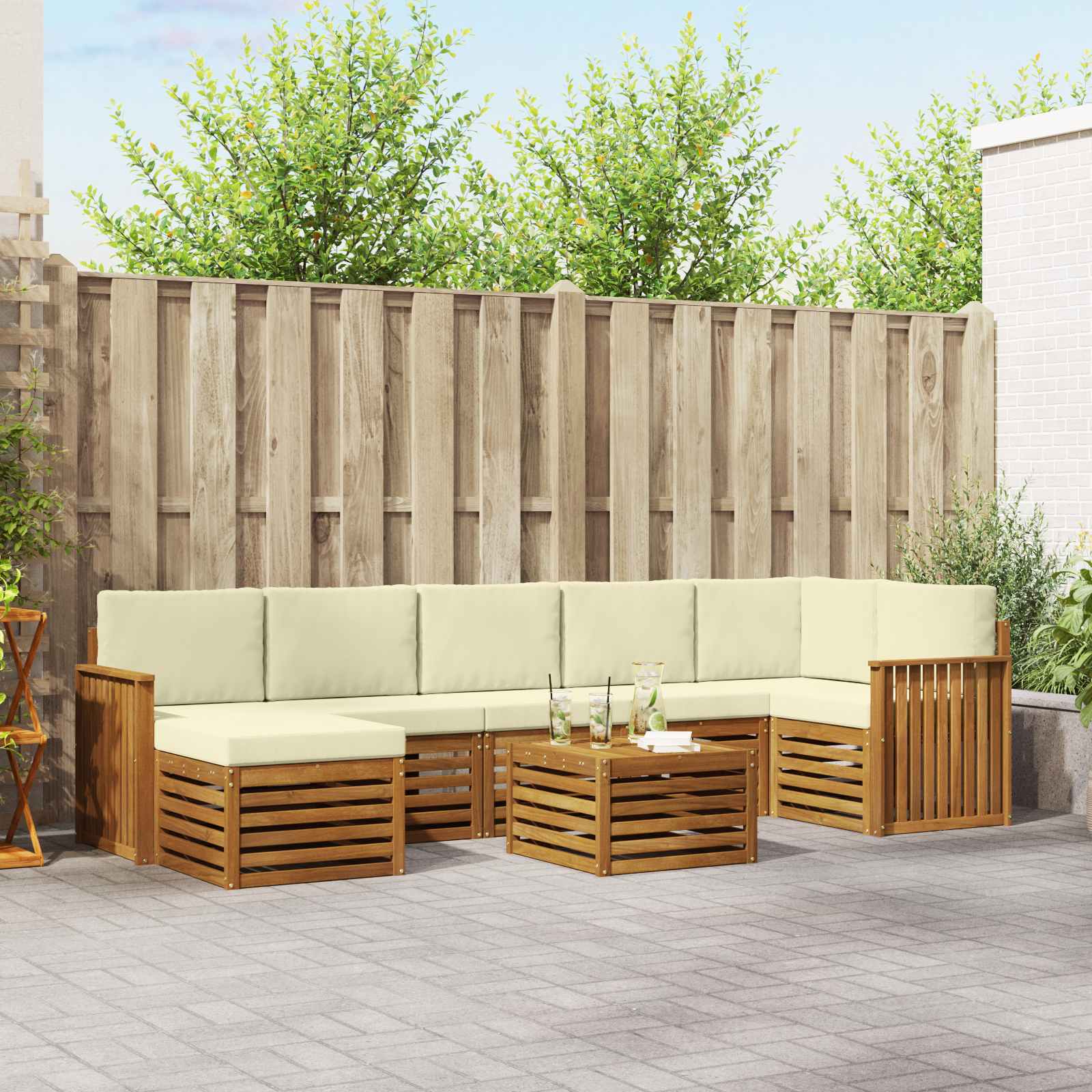vidaXL Sofa-Sets 8 pcs Naturel Massief Acaciahout