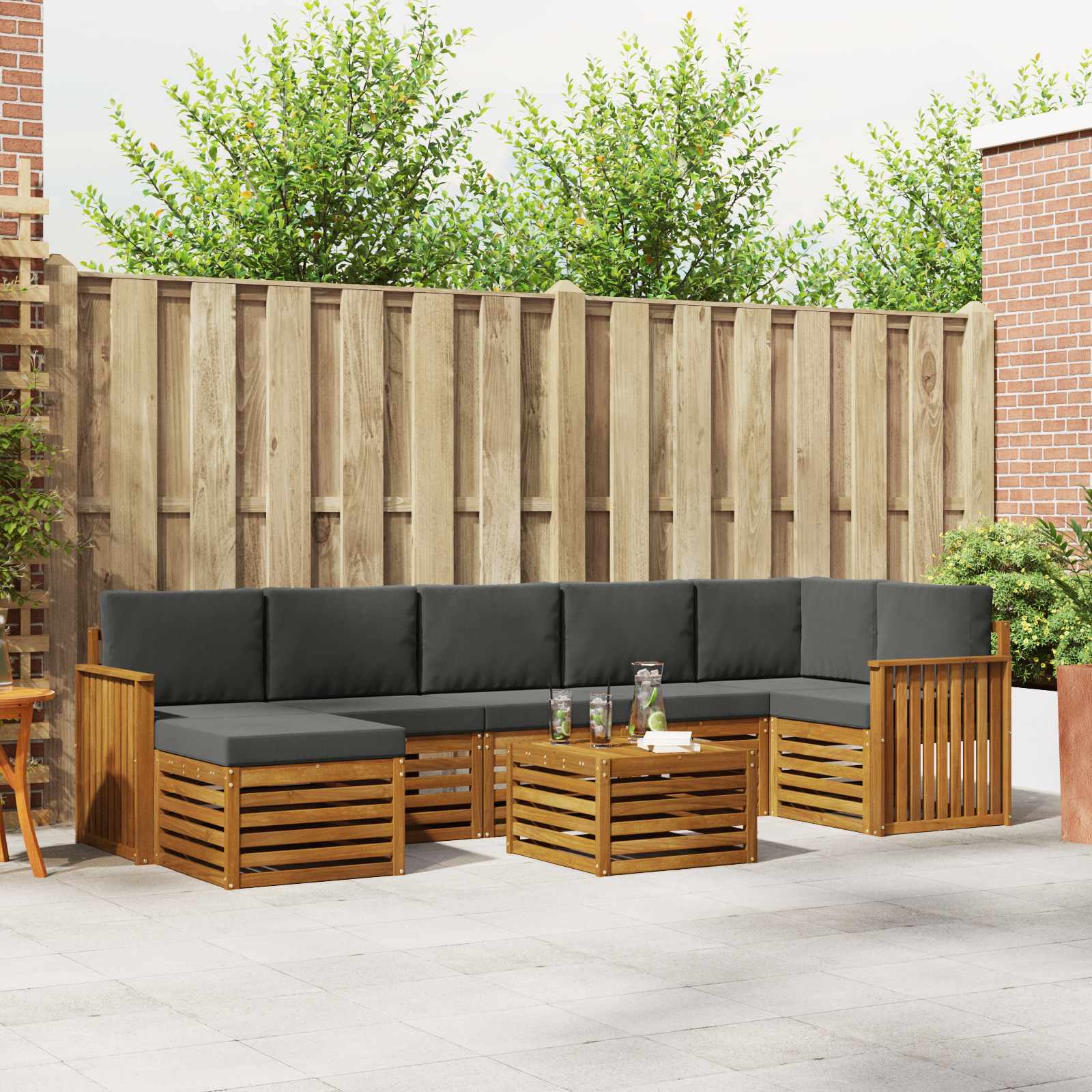 vidaXL Sofa-Sets 8 pcs Naturel Massief Acaciahout