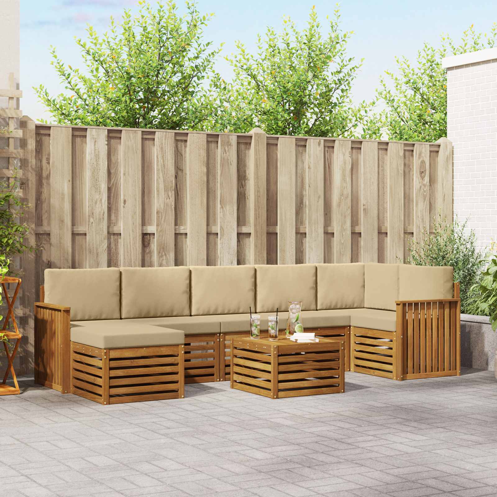 vidaXL Sofa-Sets 8 pcs Naturel Massief Acaciahout
