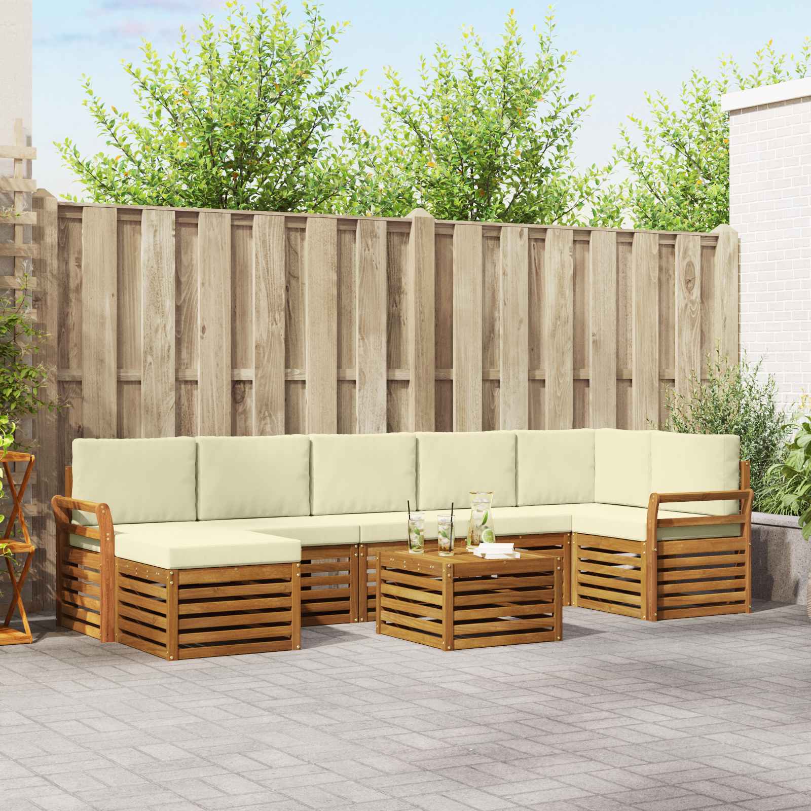 vidaXL Sofa-Sets 8 pcs Naturel Massief Acaciahout