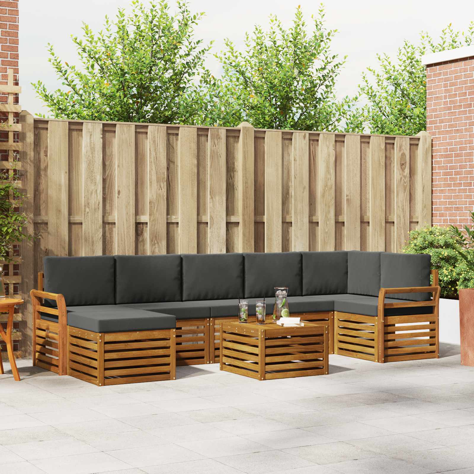 vidaXL Sofa-Sets 8 pcs Naturel Massief Acaciahout