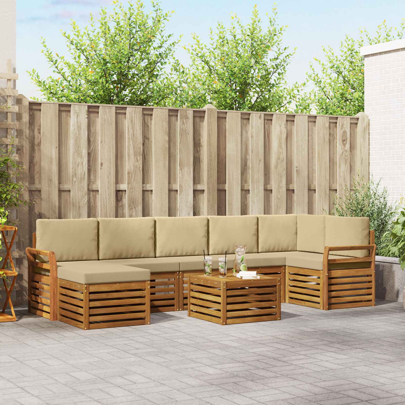 vidaXL Sofa-Sets 8 pcs Naturel Massief Acaciahout