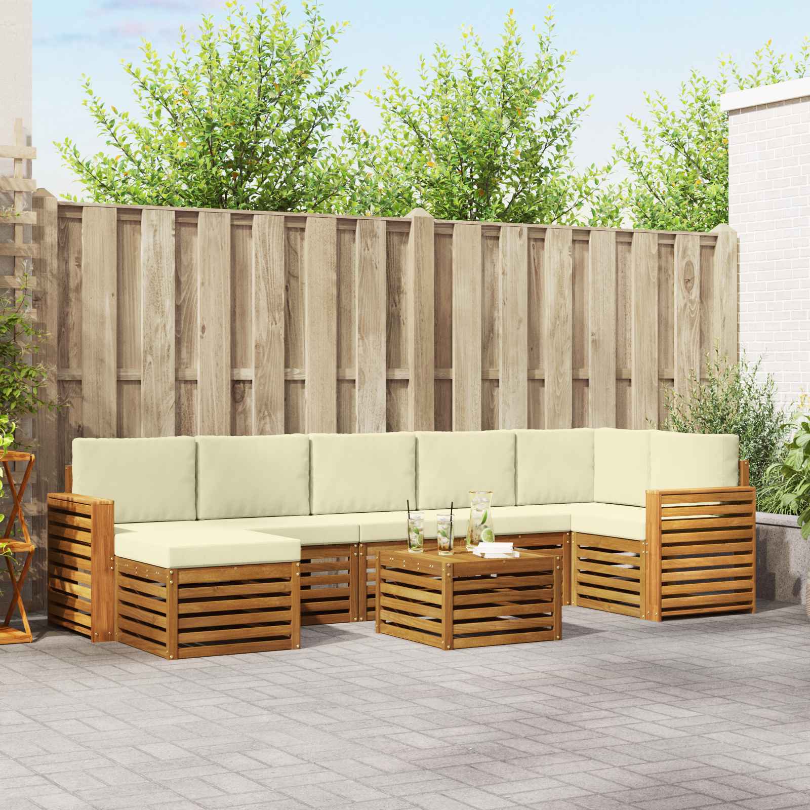 vidaXL Sofa-Sets 8 pcs Naturel Massief Acaciahout