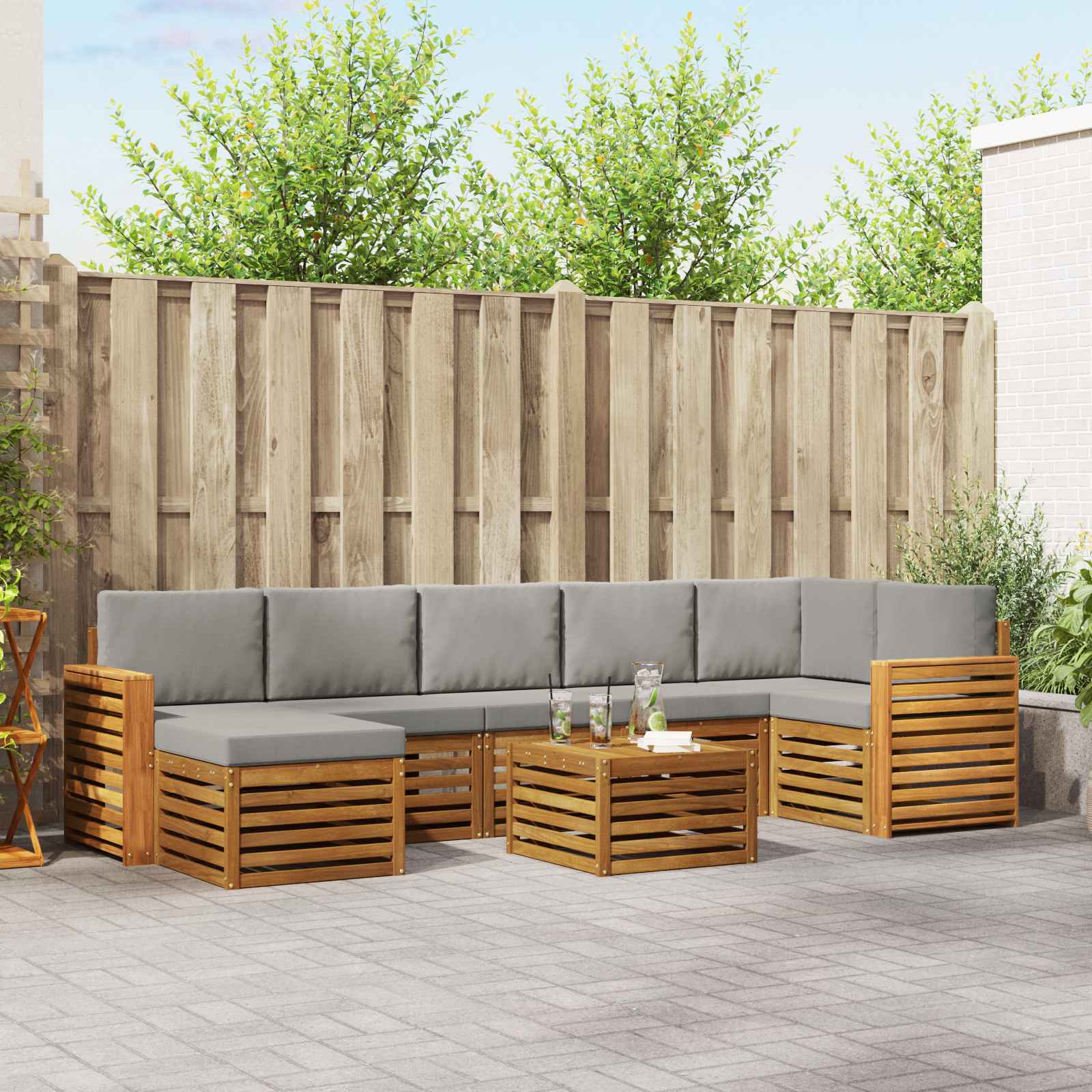 vidaXL Sofa-Sets 8 pcs Naturel Massief Acaciahout