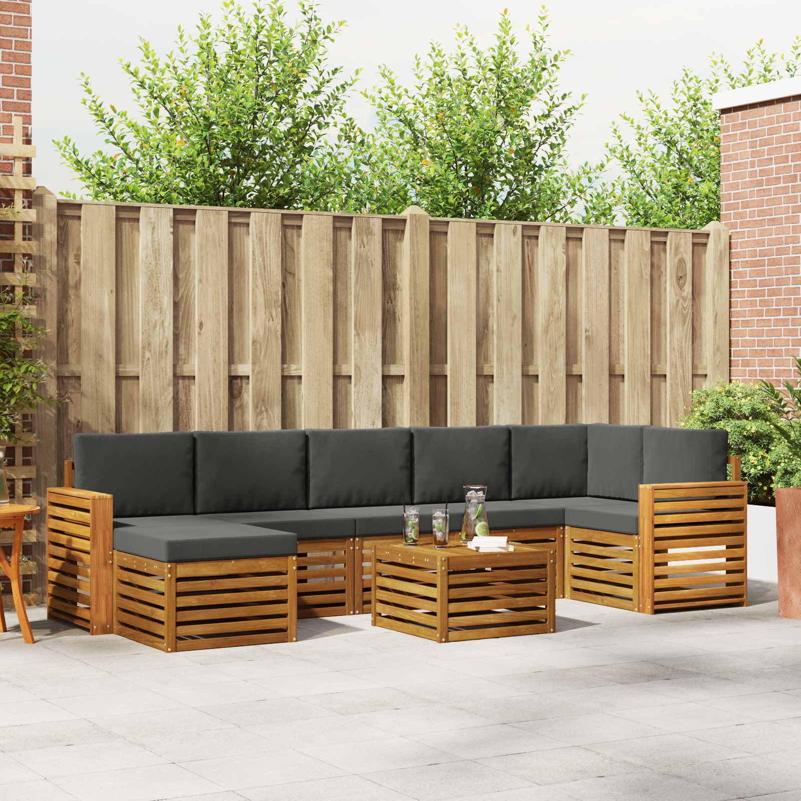 vidaXL Sofa-Sets 8 pcs Naturel Massief Acaciahout