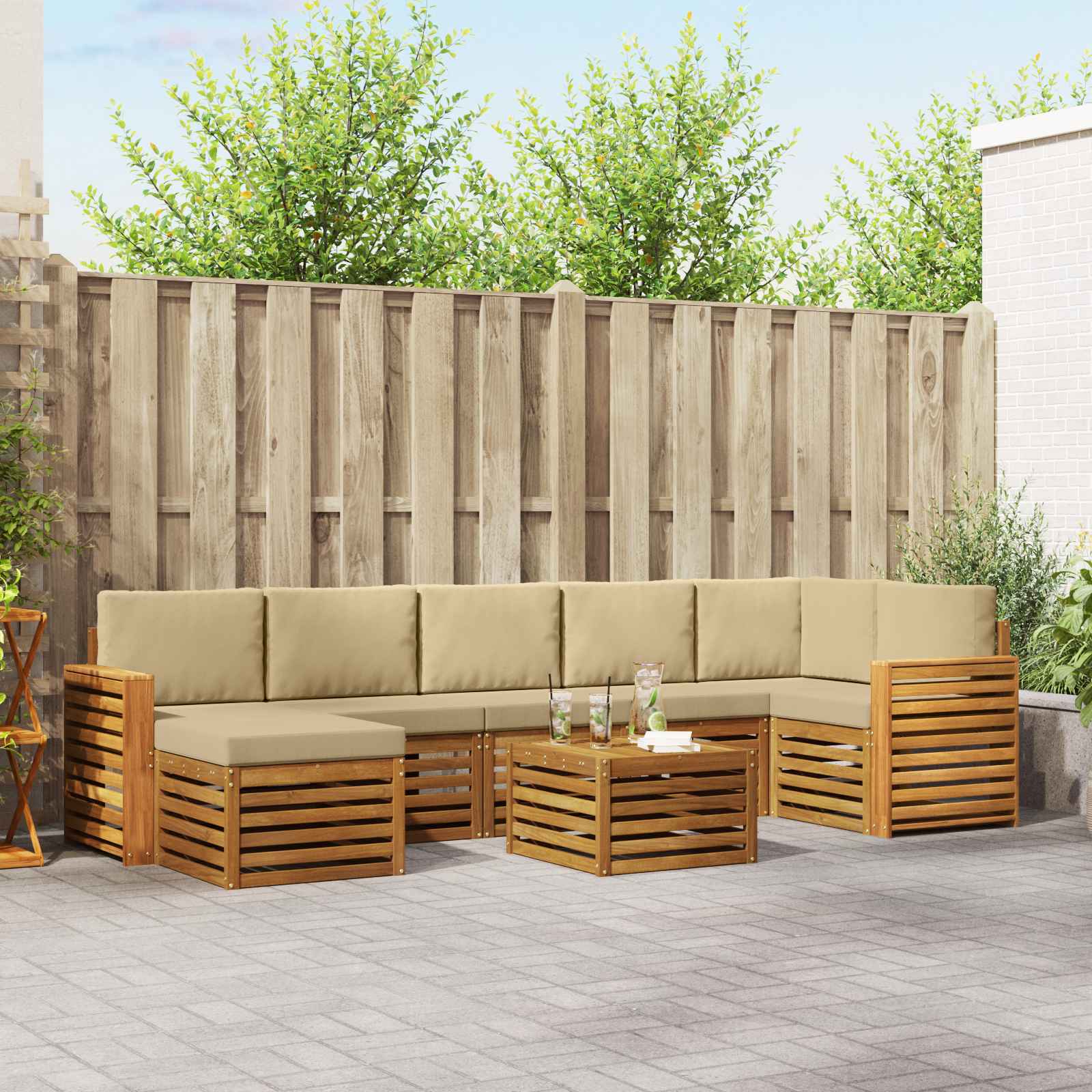 vidaXL Sofa-Sets 8 pcs Naturel Massief Acaciahout