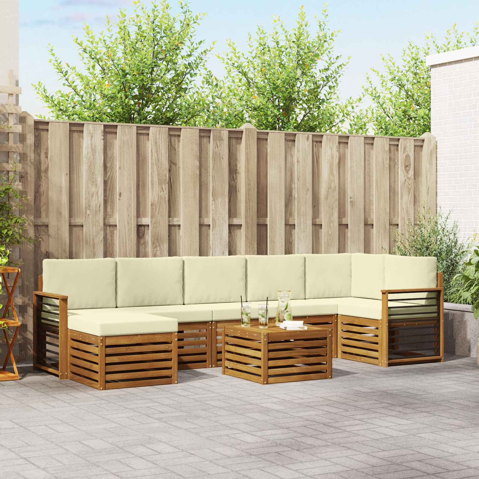 vidaXL Sofa-Sets 8 pcs Naturel Massief Acaciahout