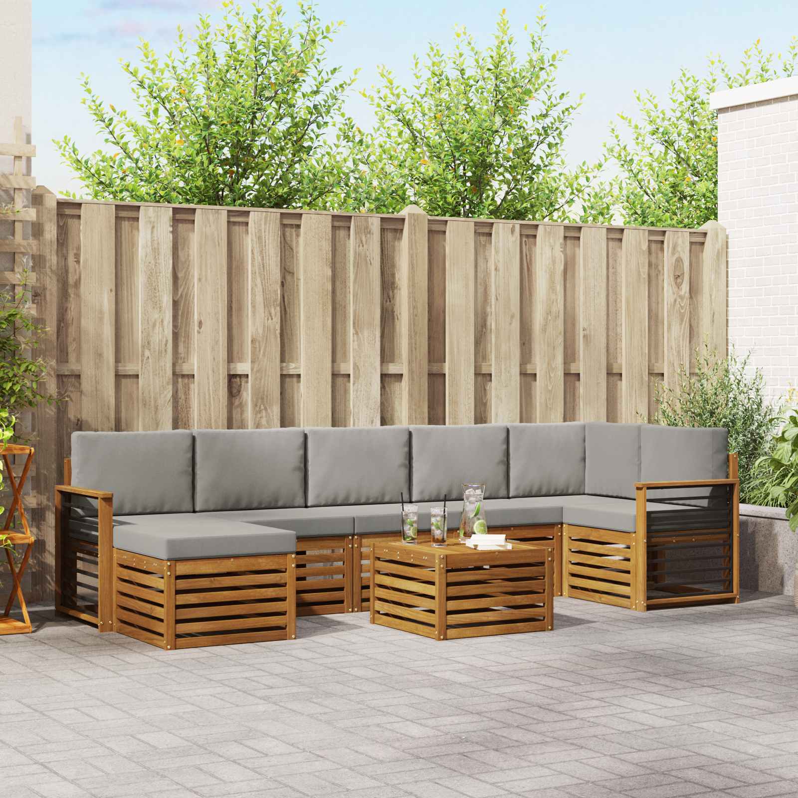 vidaXL Sofa-Sets 8 pcs Naturel Massief Acaciahout