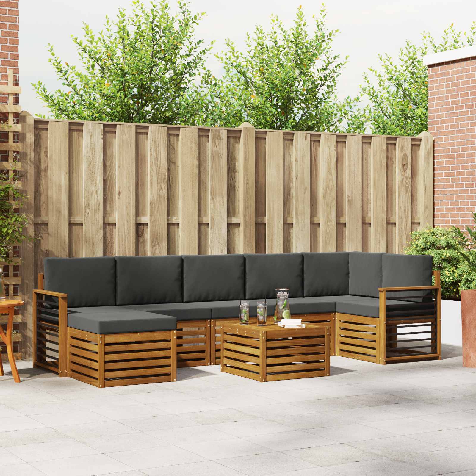 vidaXL Sofa-Sets 8 pcs Naturel Massief Acaciahout