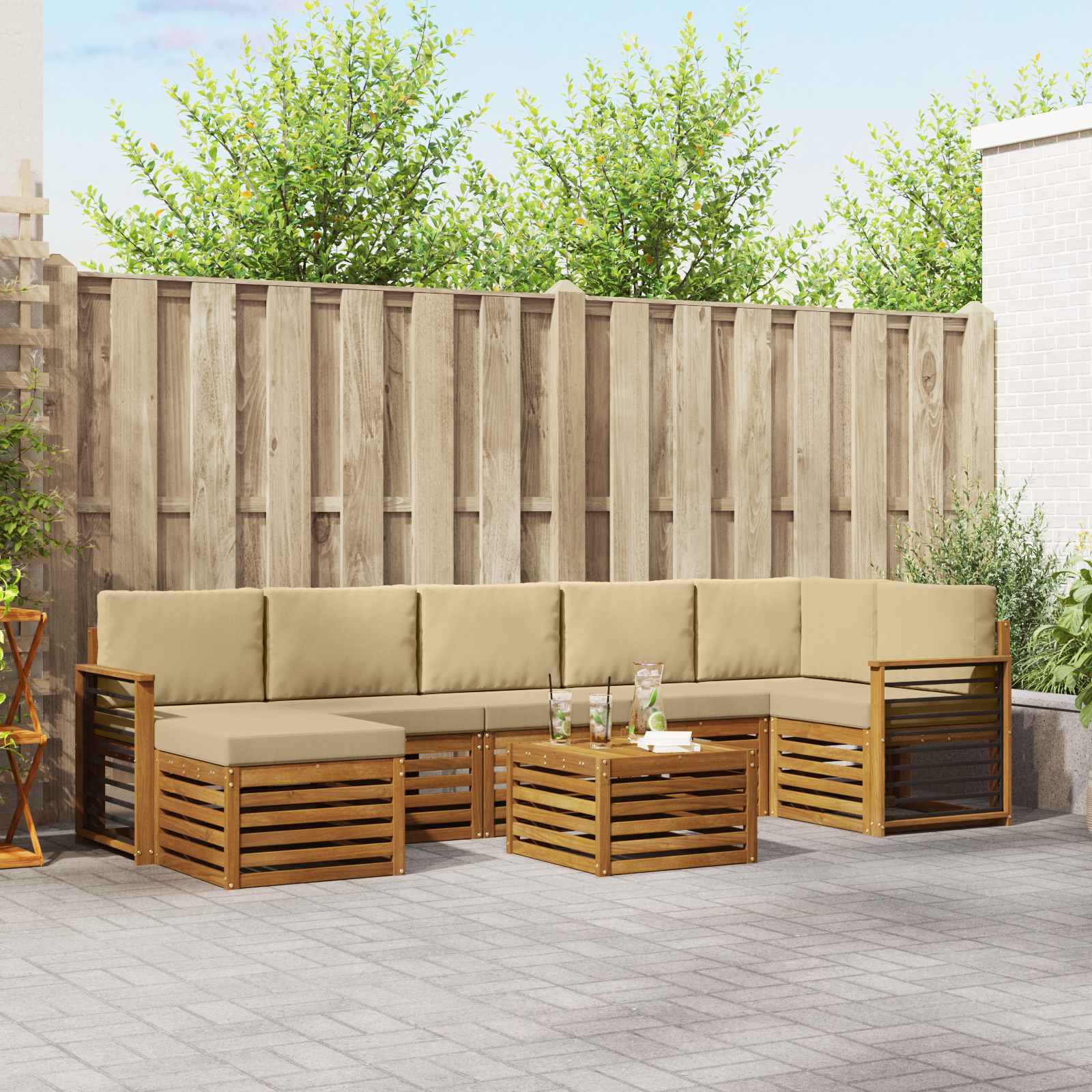 vidaXL Sofa-Sets 8 pcs Naturel Massief Acaciahout