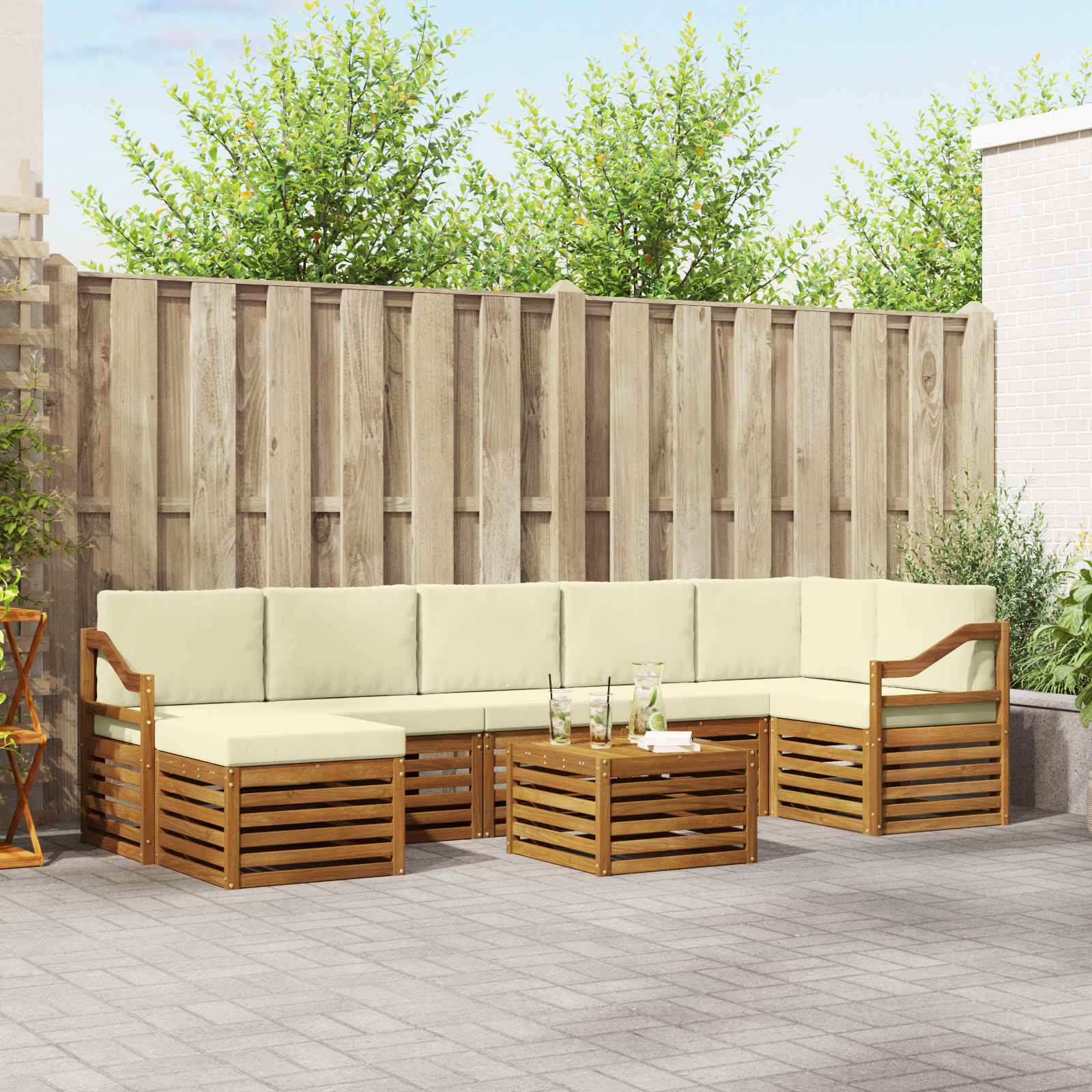 vidaXL Sofa-Sets 8 pcs Naturel Massief Acaciahout