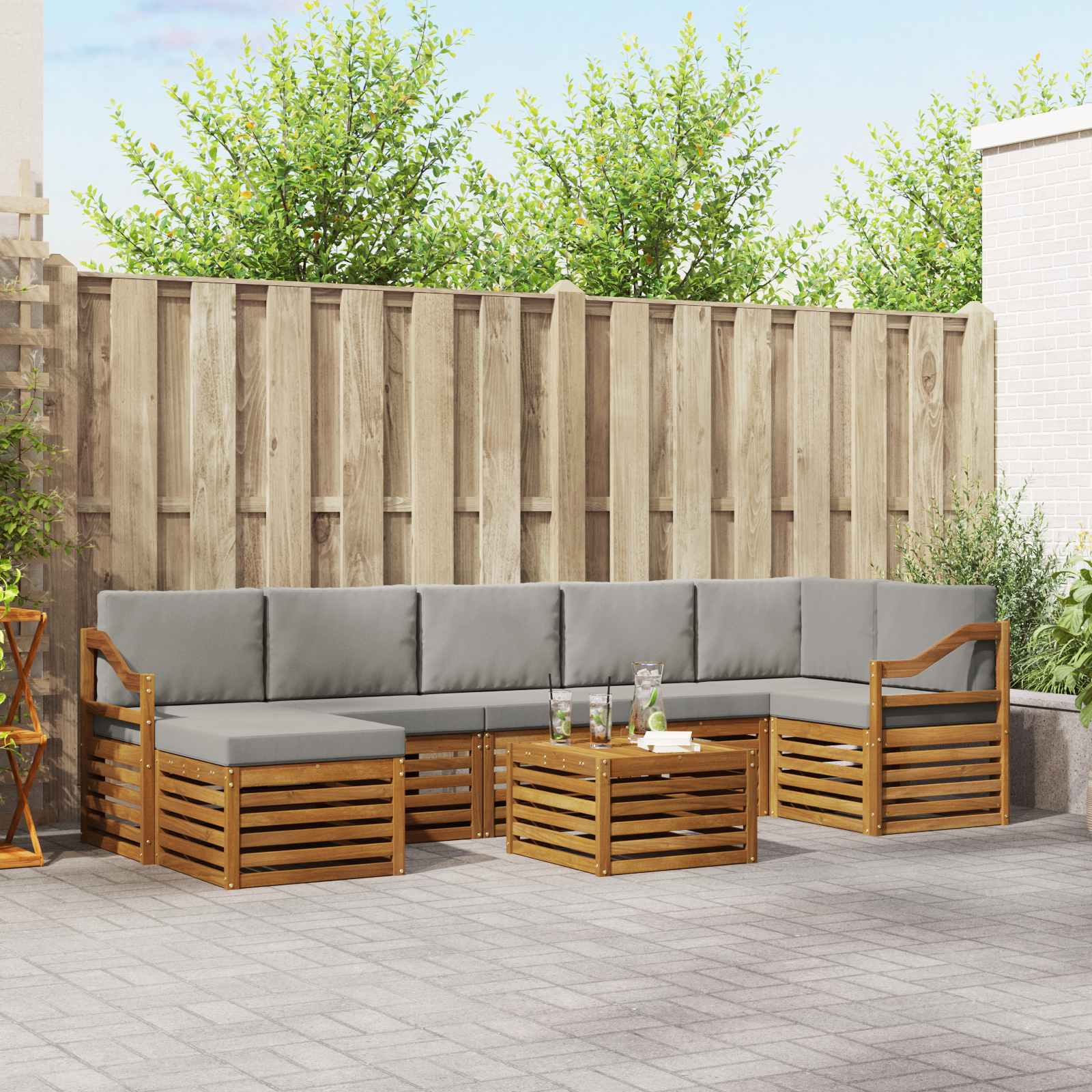 vidaXL Sofa-Sets 8 pcs Naturel Massief Acaciahout