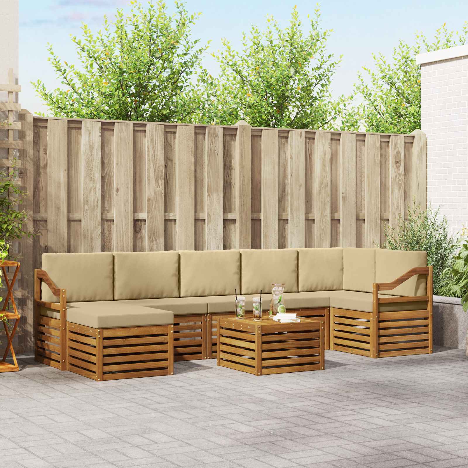 vidaXL Sofa-Sets 8 pcs Naturel Massief Acaciahout