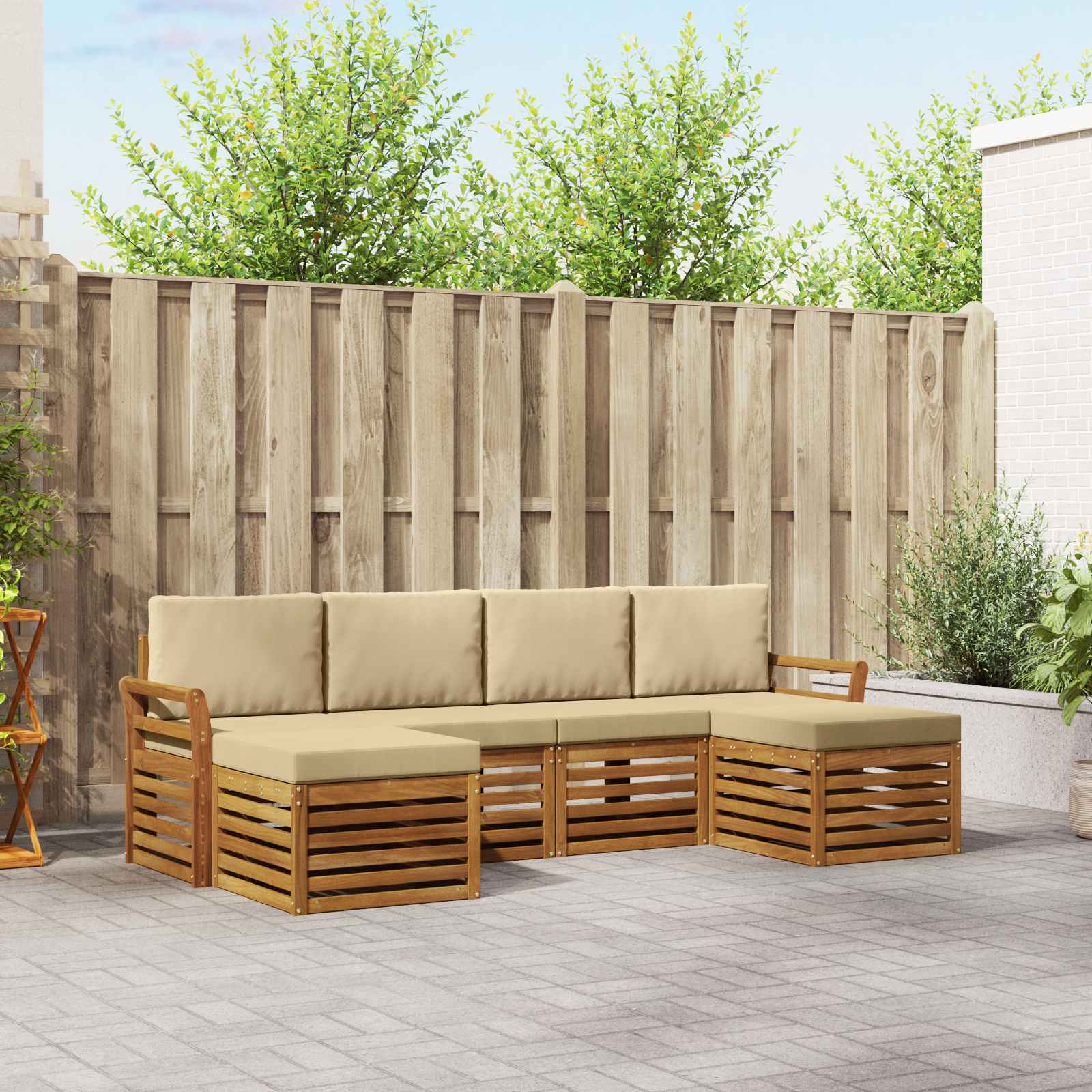 vidaXL Sofa-Sets 6 pcs Naturel Massief Acaciahout