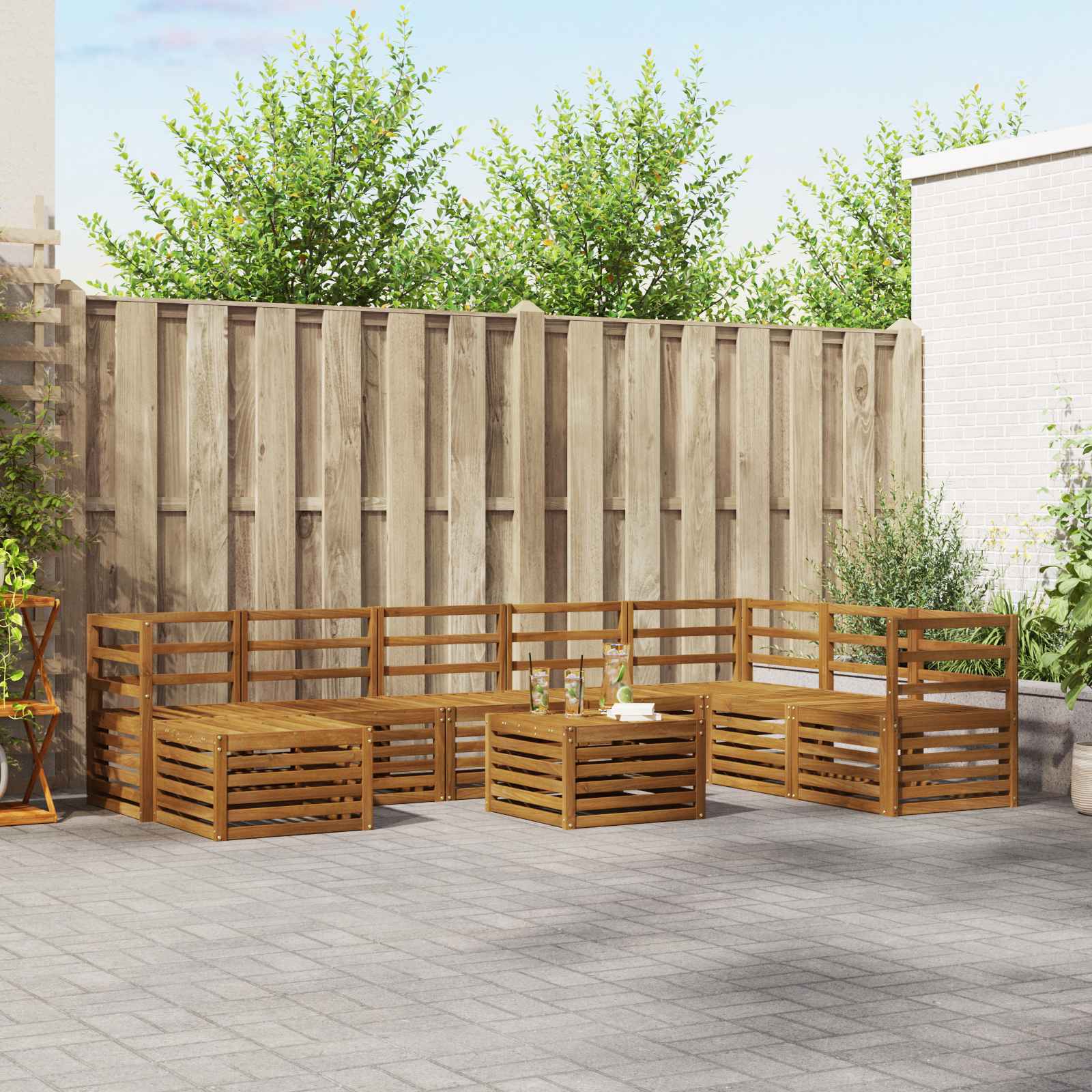 vidaXL Sofa-Sets Naturel Massief Acaciahout