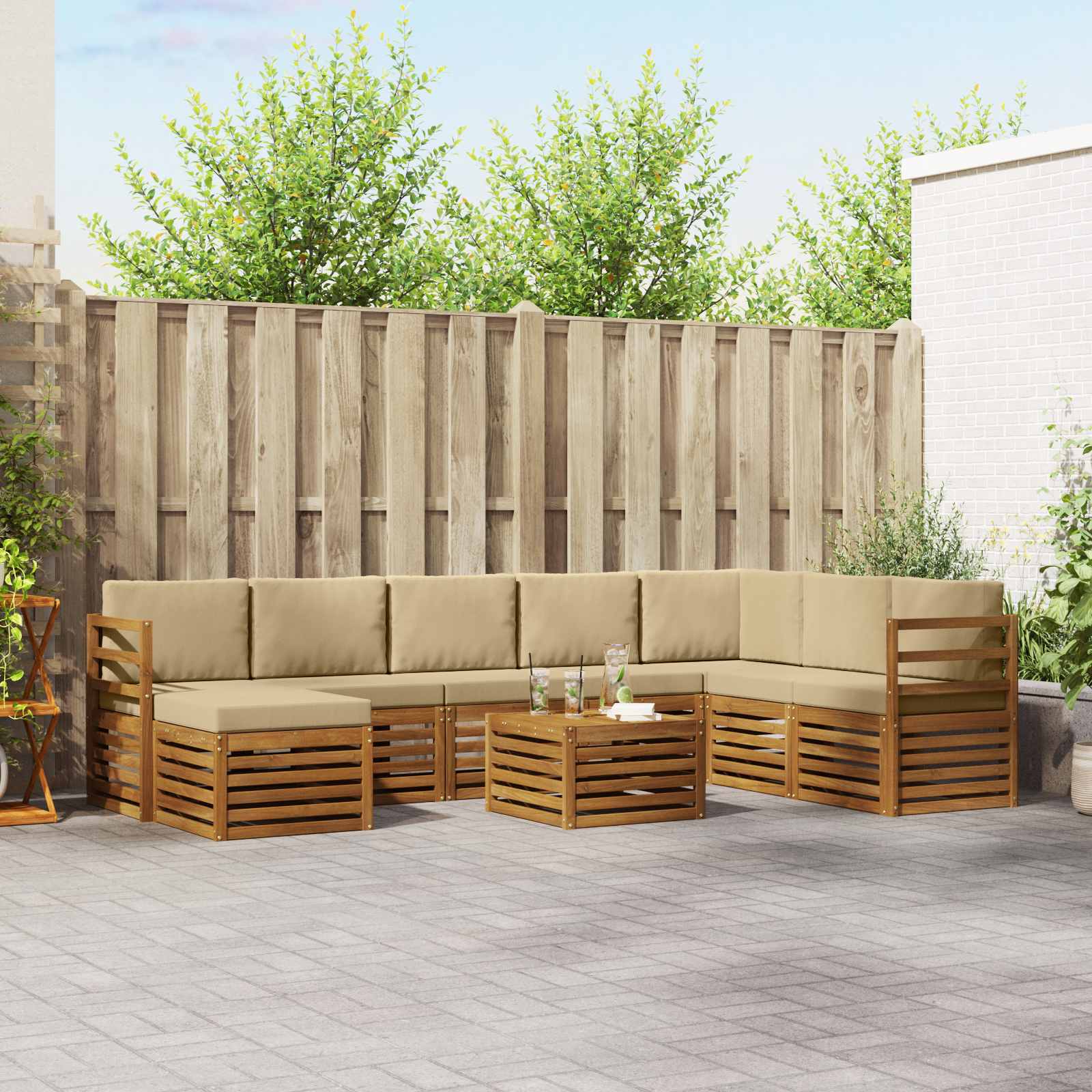 vidaXL Sofa-Sets Naturel Massief Acaciahout