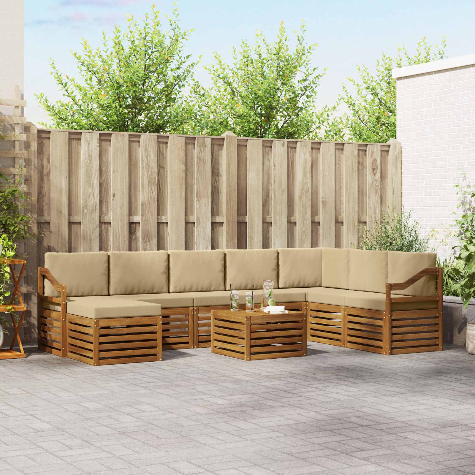 vidaXL Sofa-Sets Naturel Massief Acaciahout