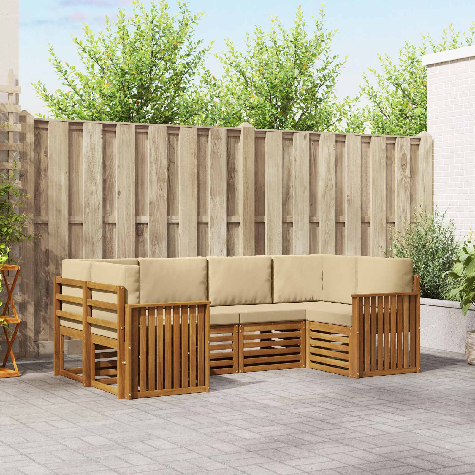 vidaXL Sofa-Sets 6 pcs Naturel Massief Acaciahout